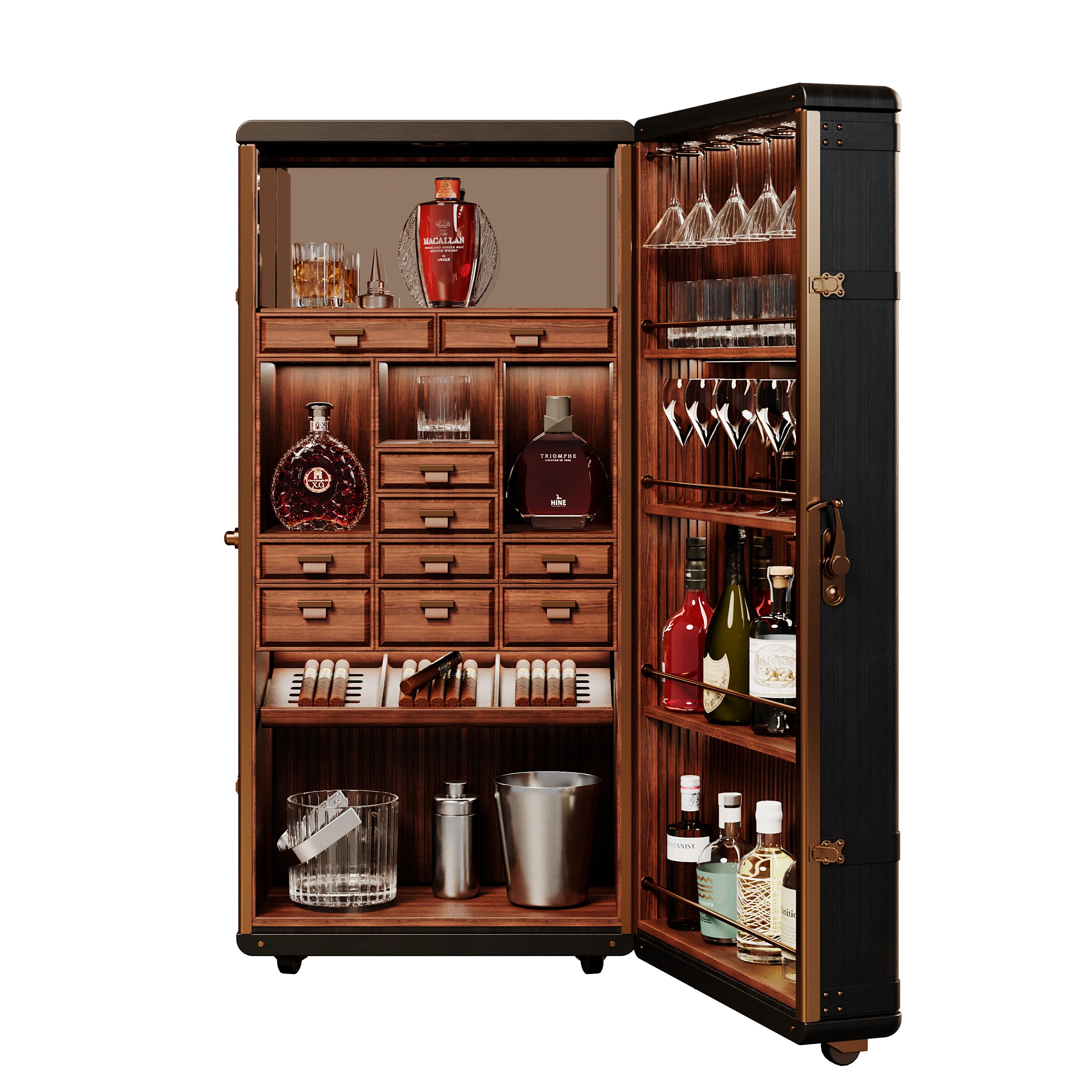 steamer trunk bar cabinet