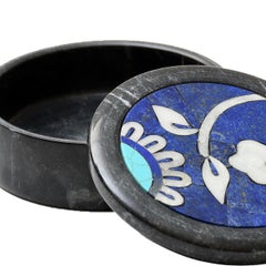 21st Century Box Lapis Turquoise Marble Semi Precious Inlay Mosaic