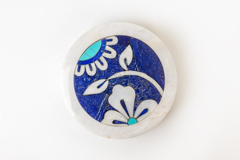 21st Century Box Lapis Turquoise Marble Semi Precious Inlay Mosaic For ...
