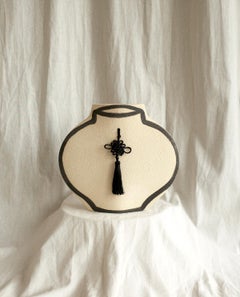 Lune tressée du 21e siècle, en céramique blanche, fabriquée à la main en France