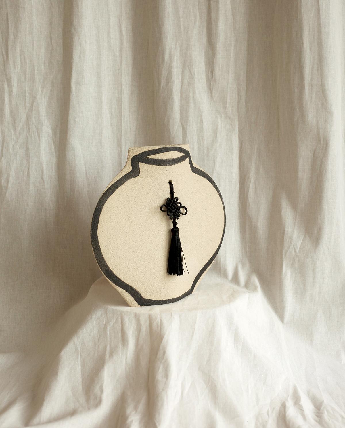 Minimalist 21st Century ‘Braided Lune’, in White Ceramic, Hand-Crafted in France For Sale