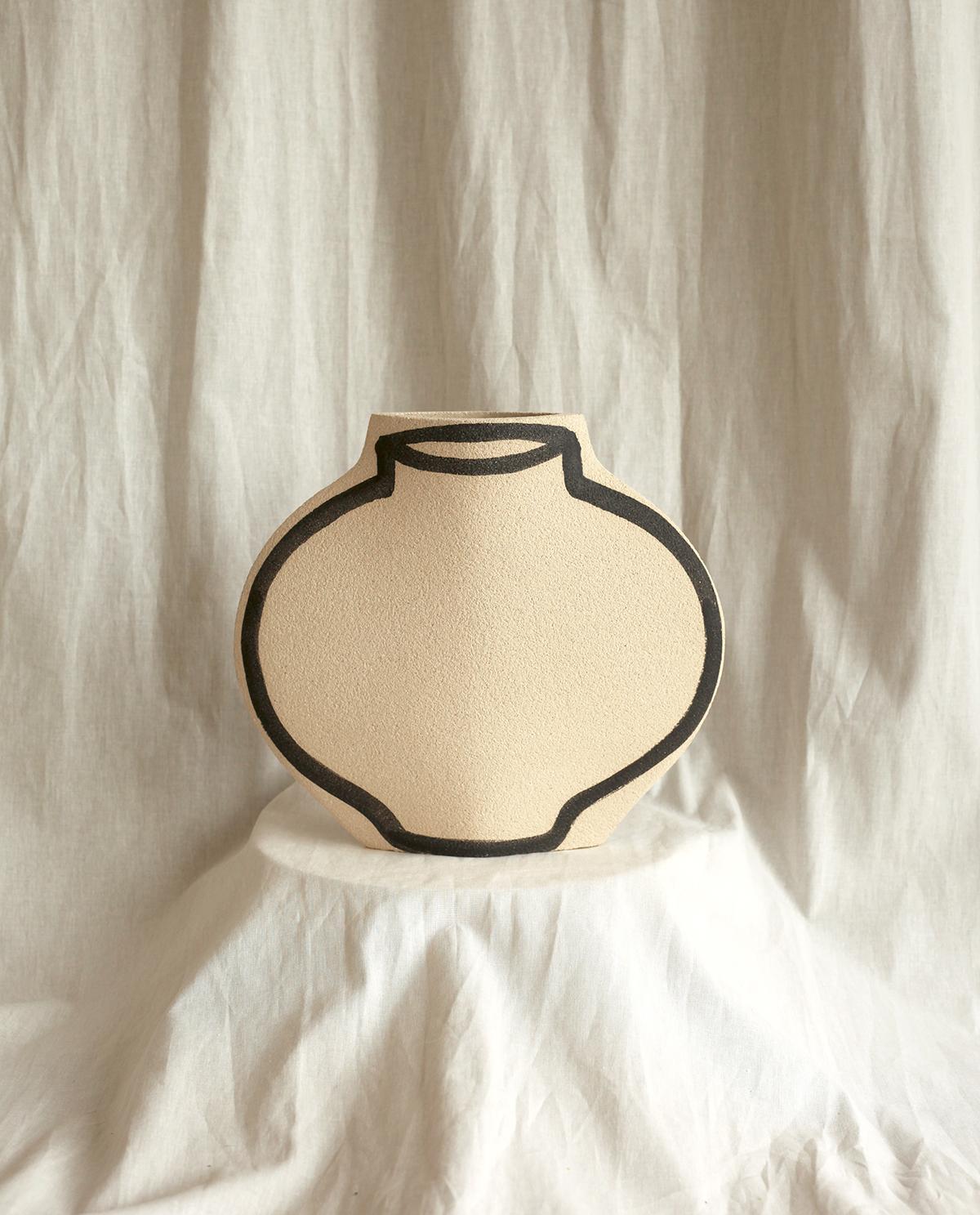 European 21st Century ‘Braided Lune’, in White Ceramic, Hand-Crafted in France For Sale