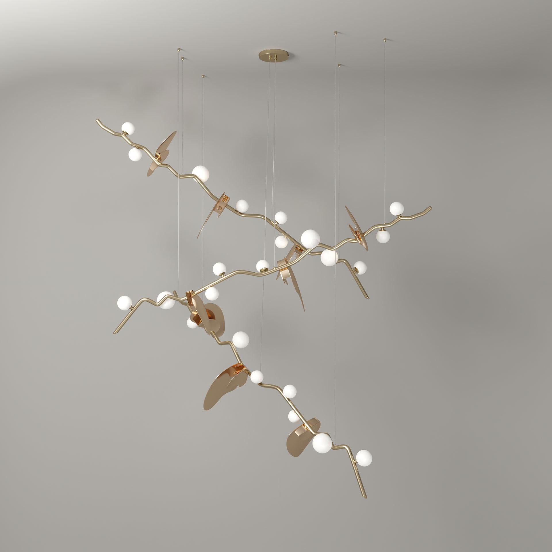 Portuguese 21st Century Brass Almond Suspension Lamp by Creativemary For Sale