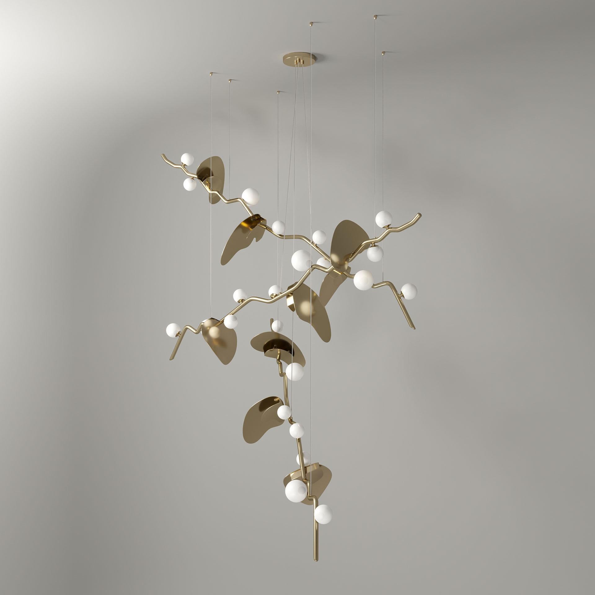 21st Century Brass Almond Suspension Lamp by Creativemary In New Condition For Sale In RIO TINTO, PT
