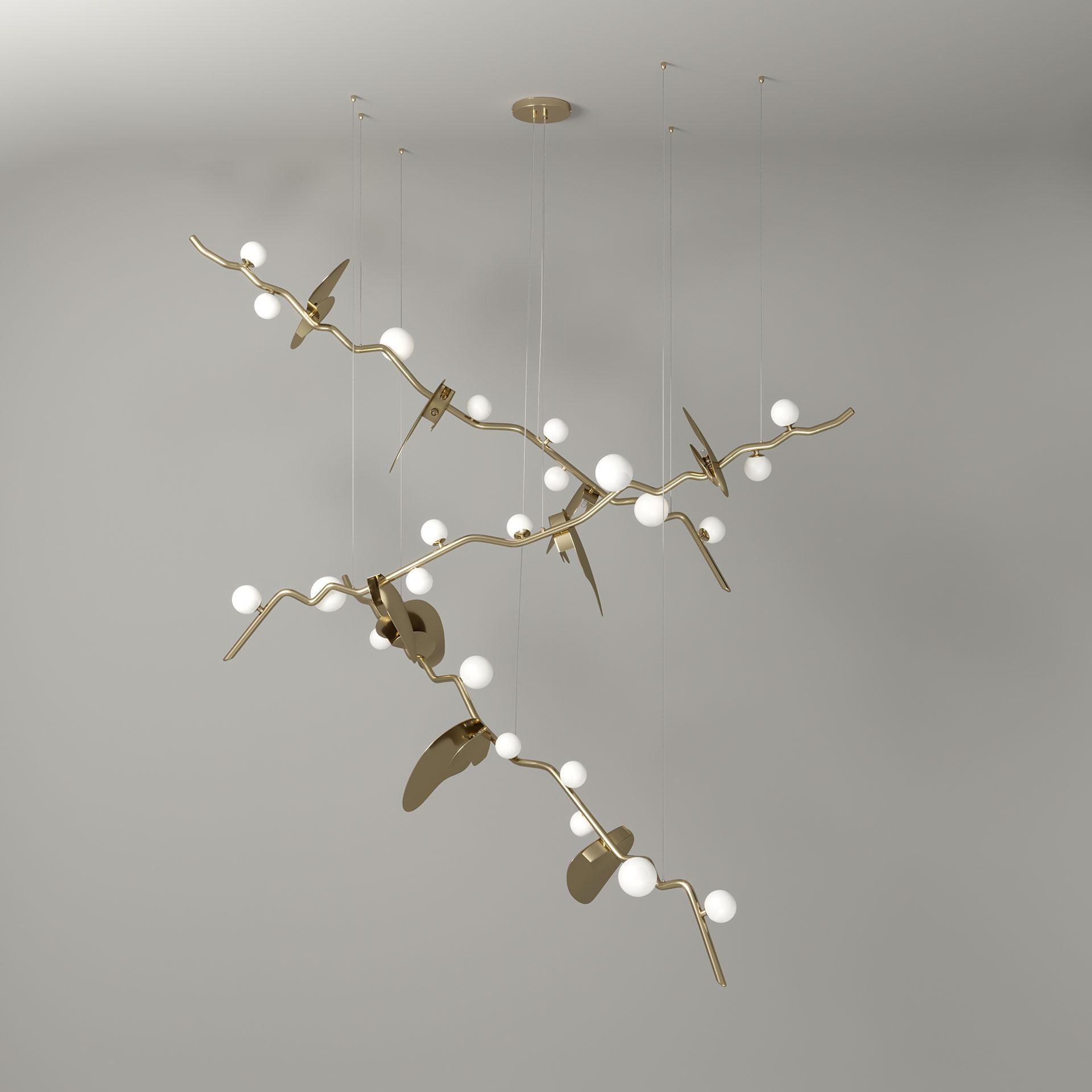 Contemporary 21st Century Brass Almond Suspension Lamp by Creativemary For Sale