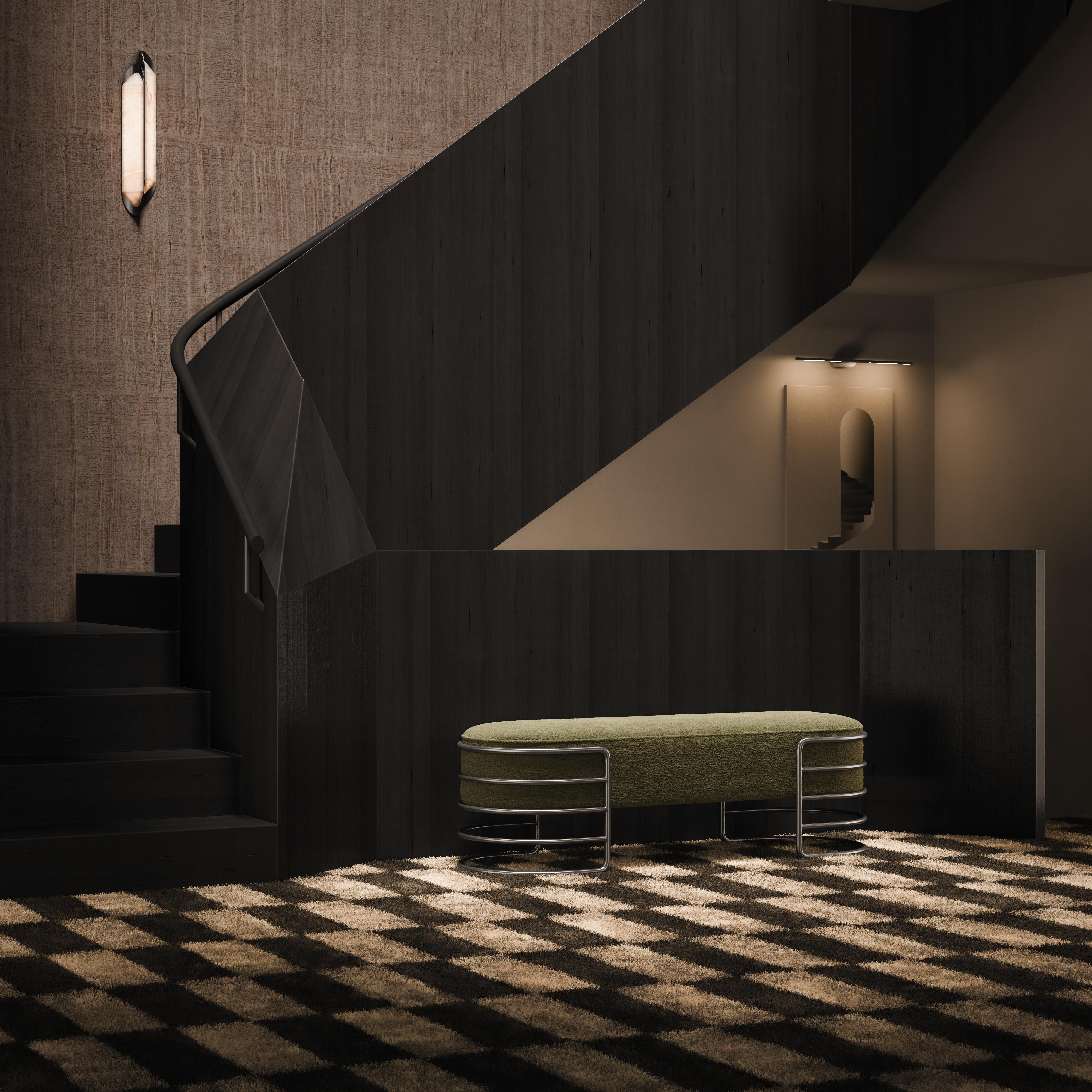 Banc Eero du 21ème siècle en laiton et velours côtelé en vente 3