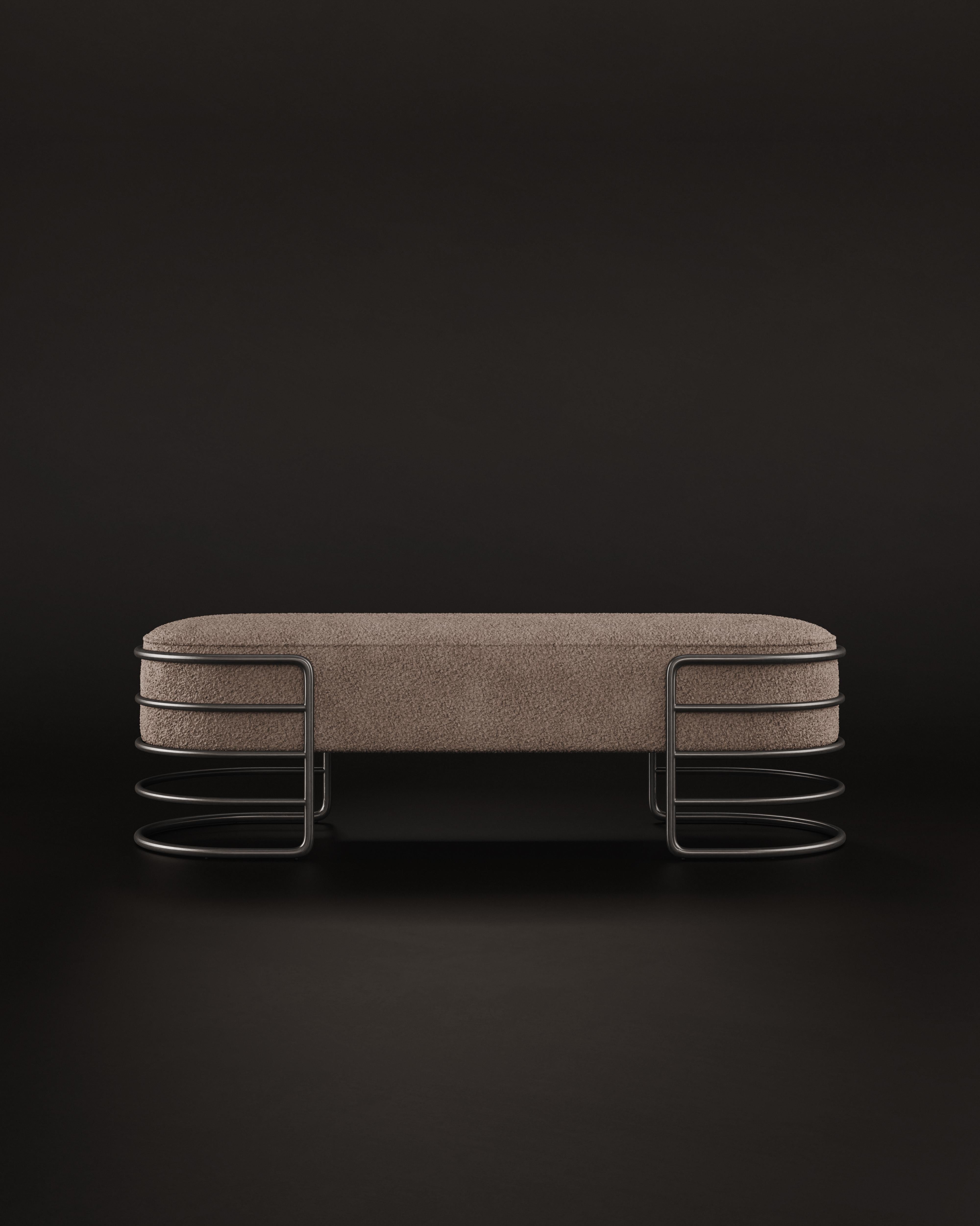 Banc Eero du 21ème siècle en laiton et velours côtelé en vente 1