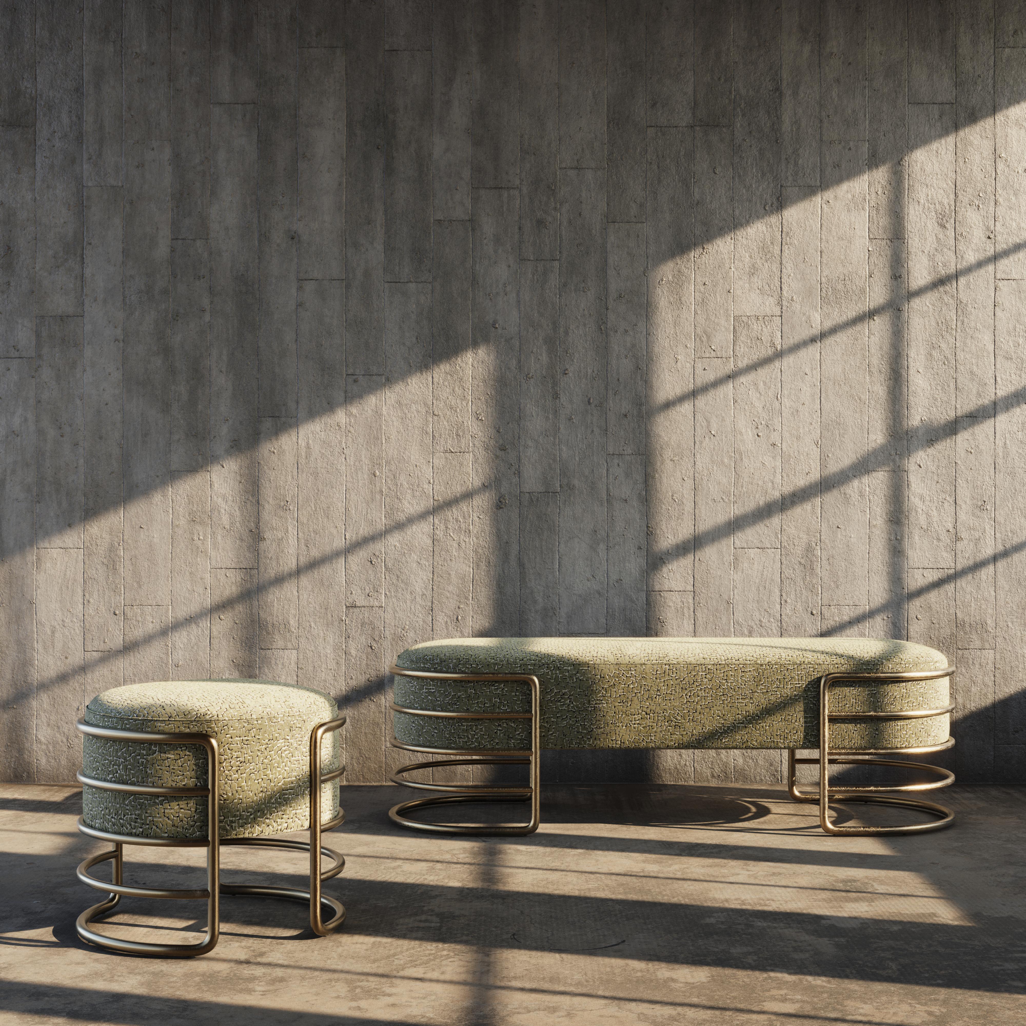 Banc Eero du 21ème siècle en laiton et velours côtelé en vente 2