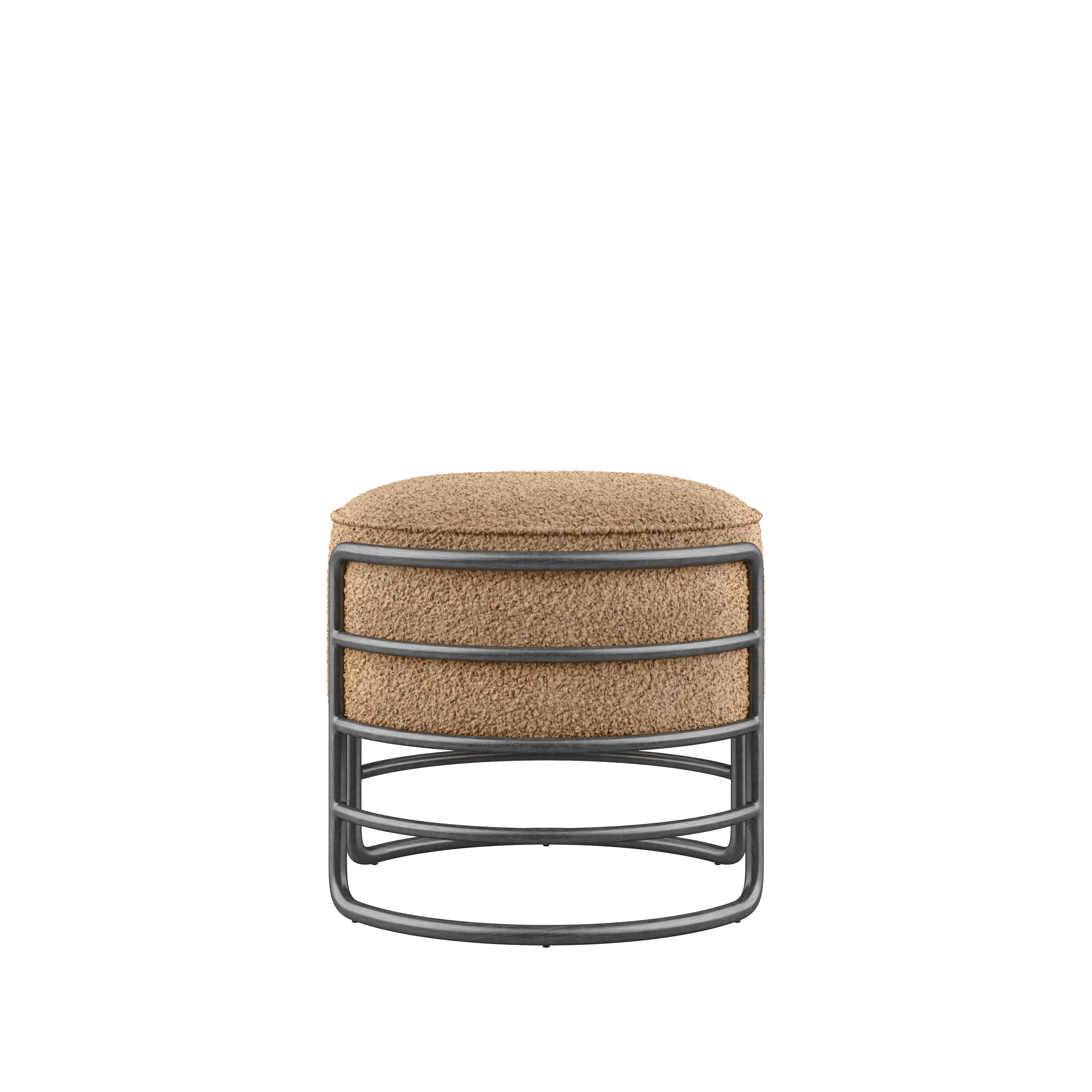 Brushed 21st Century Brass Eero Stool Linen By Porus Studio For Sale