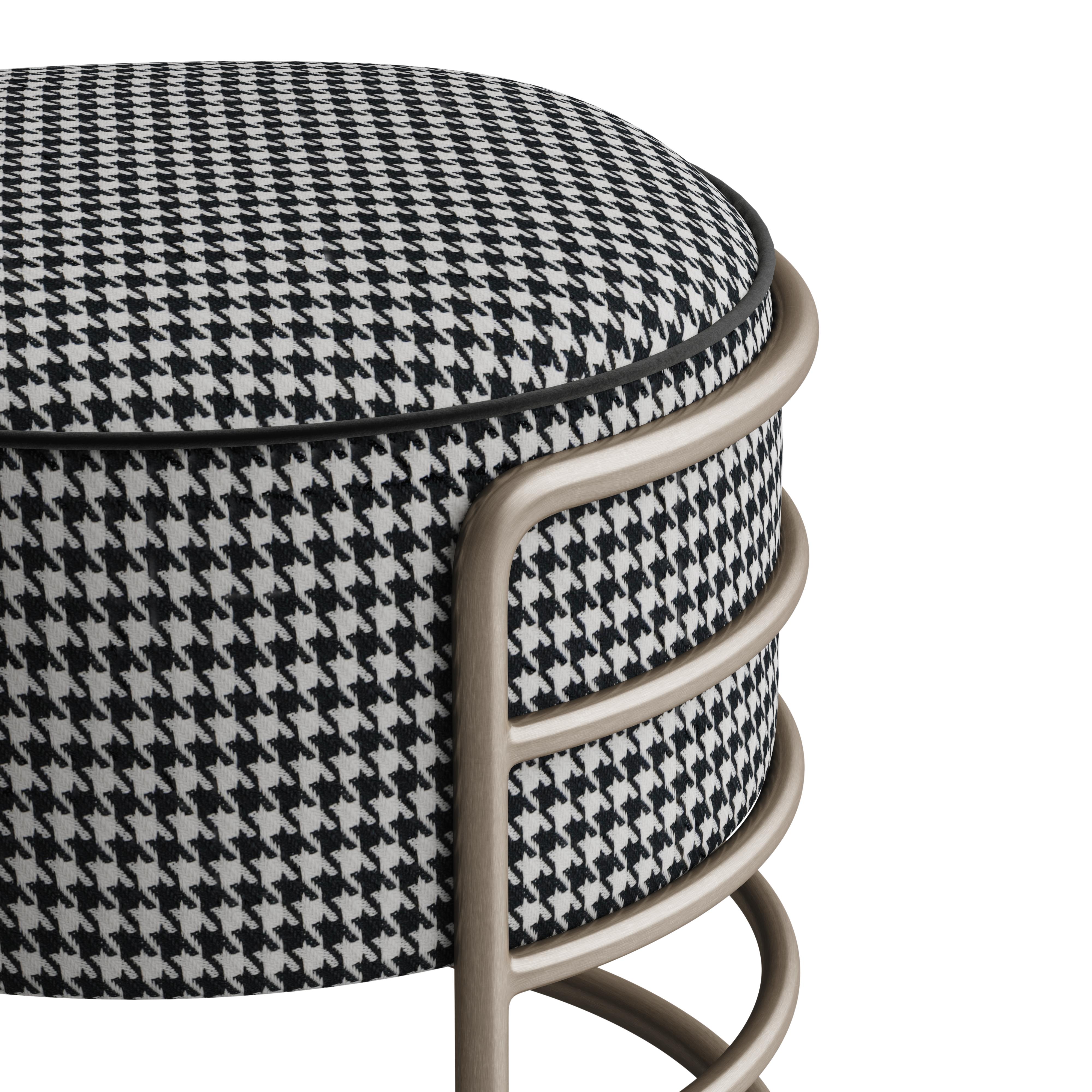 Steel 21st Century Brass Eero Stool Linen By Porus Studio For Sale