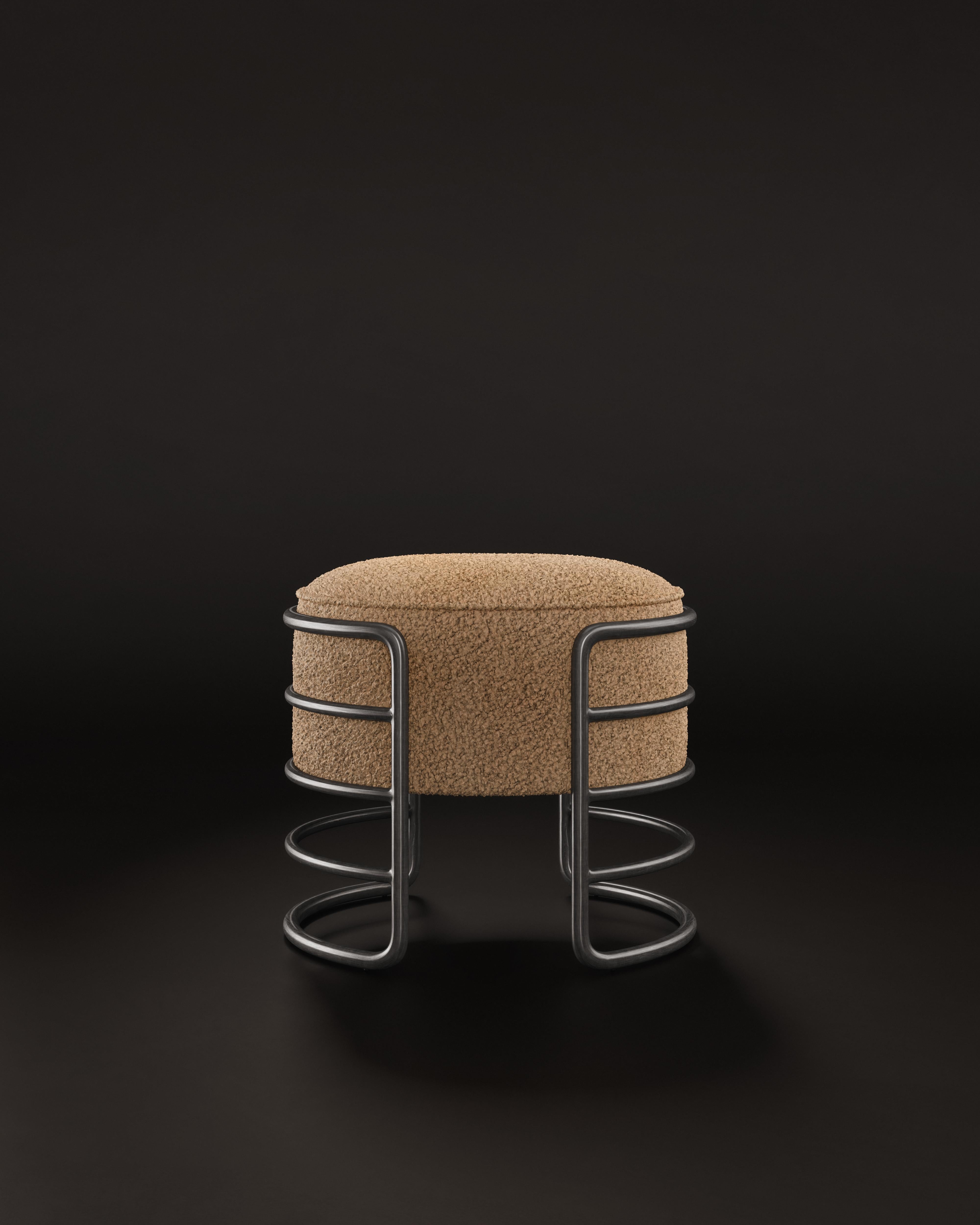 21st Century Brass Eero Stool Linen By Porus Studio For Sale 1