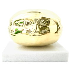 21st Century Brass Face Sculpture & Marble Base by Jonathan Adler