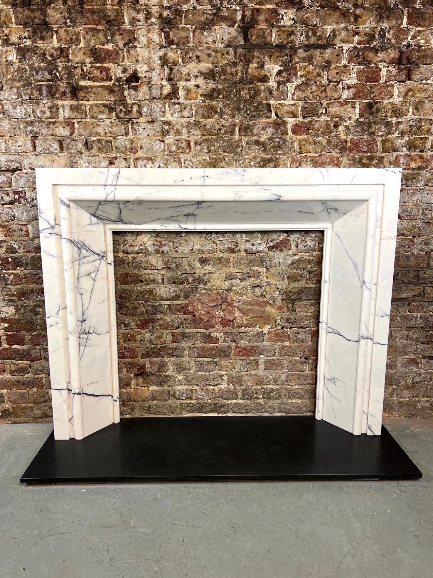 Modern 21st Century Breccia Marble Fireplace Surround