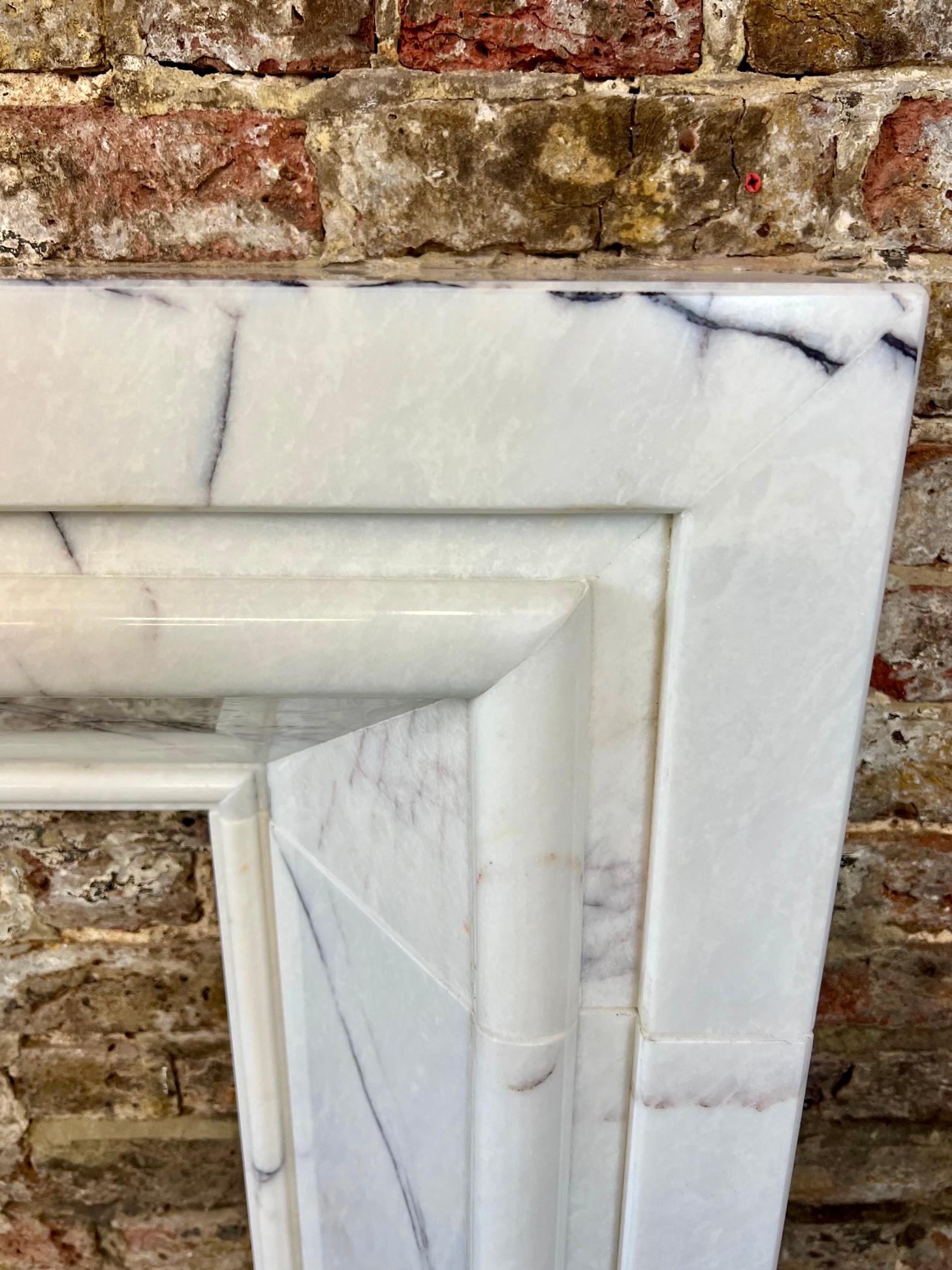 Hand-Carved 21st Century Breccia Marble Fireplace Surround