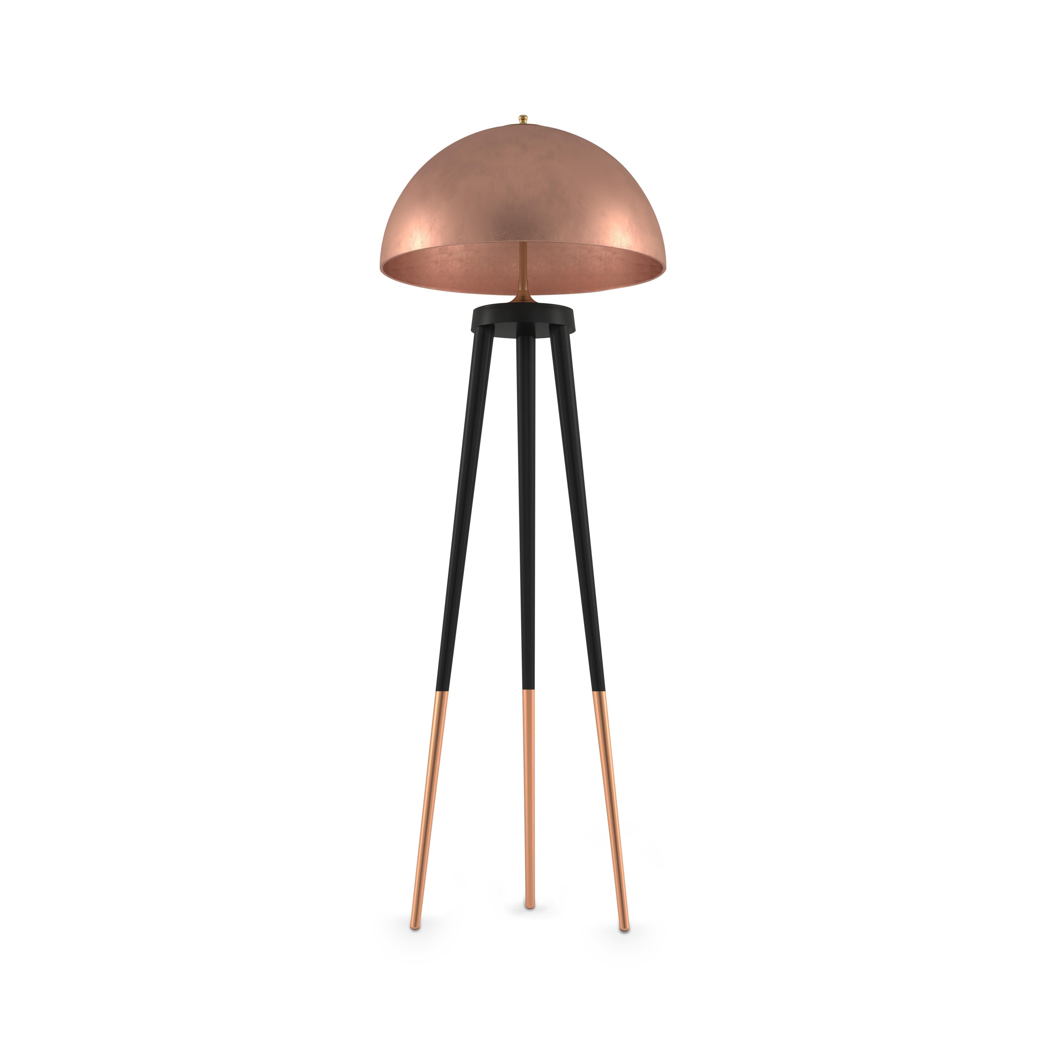 Contemporary 21st Century Brera Floor Lamp Brass Wood Fiberglass by Creativemary For Sale