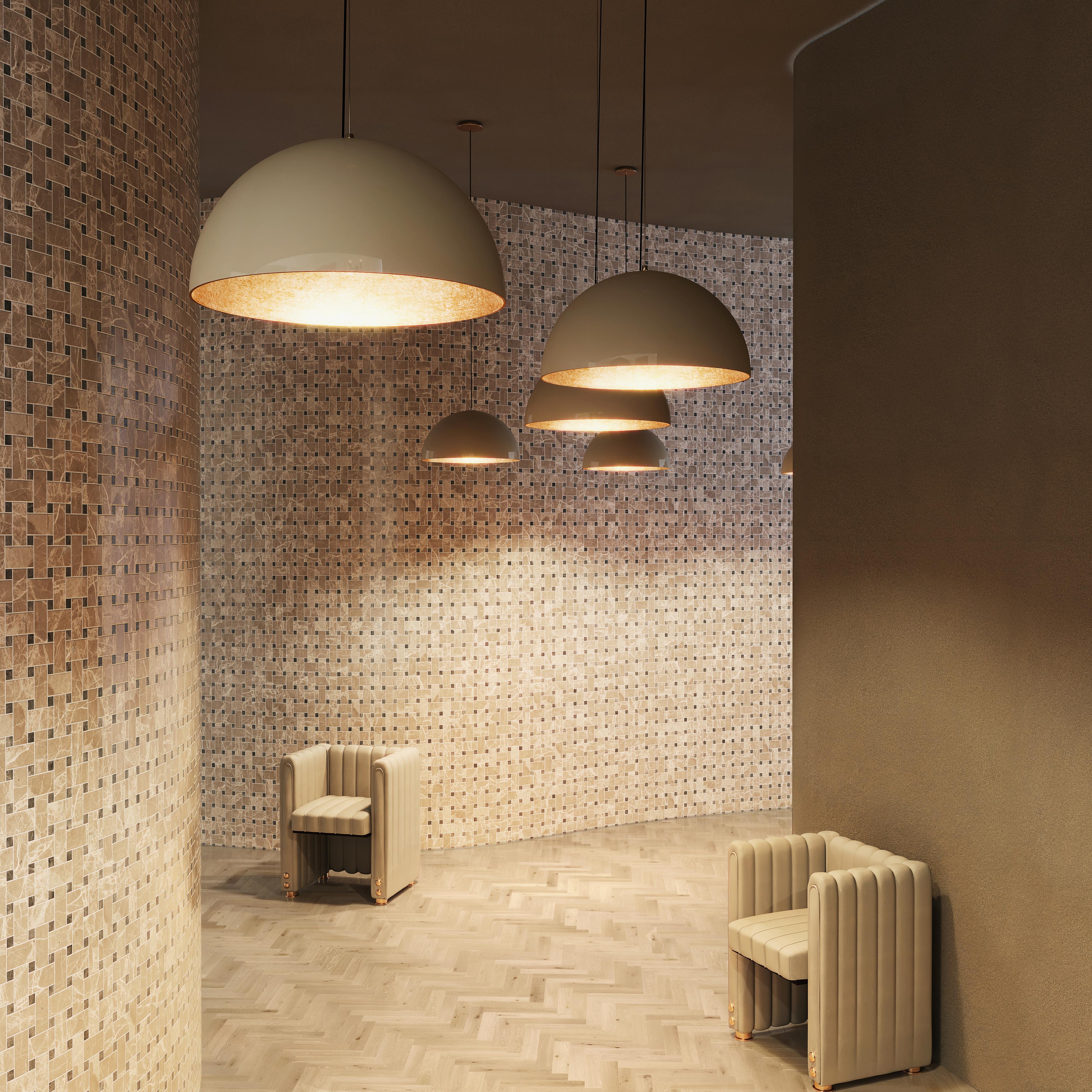 Contemporary 21st Century Brera Suspension Lamp Brass Fiberglass by Creativemary For Sale