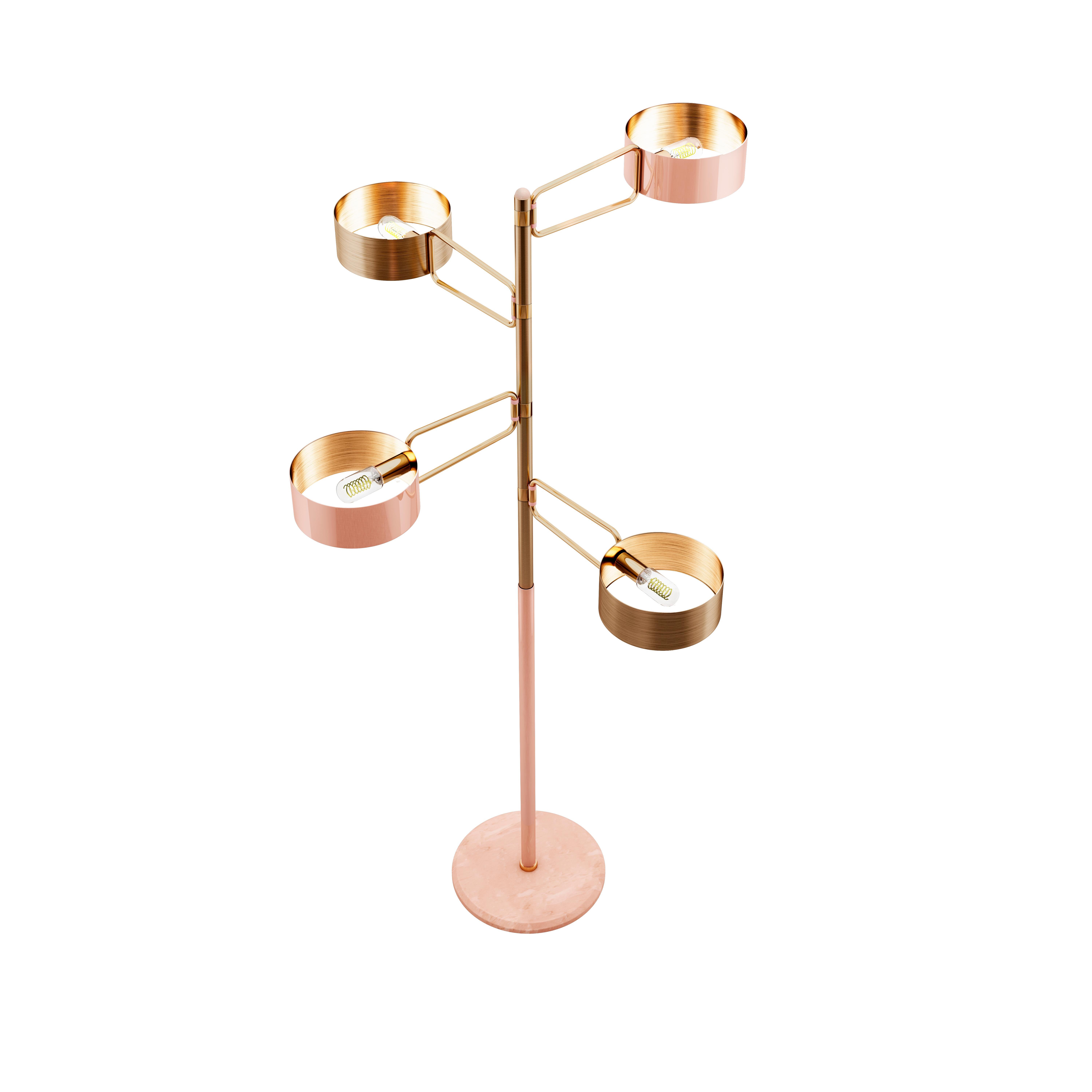 21st Century Brompton Floor Lamp Brass Estremoz Marble by Creativemary In New Condition For Sale In RIO TINTO, PT
