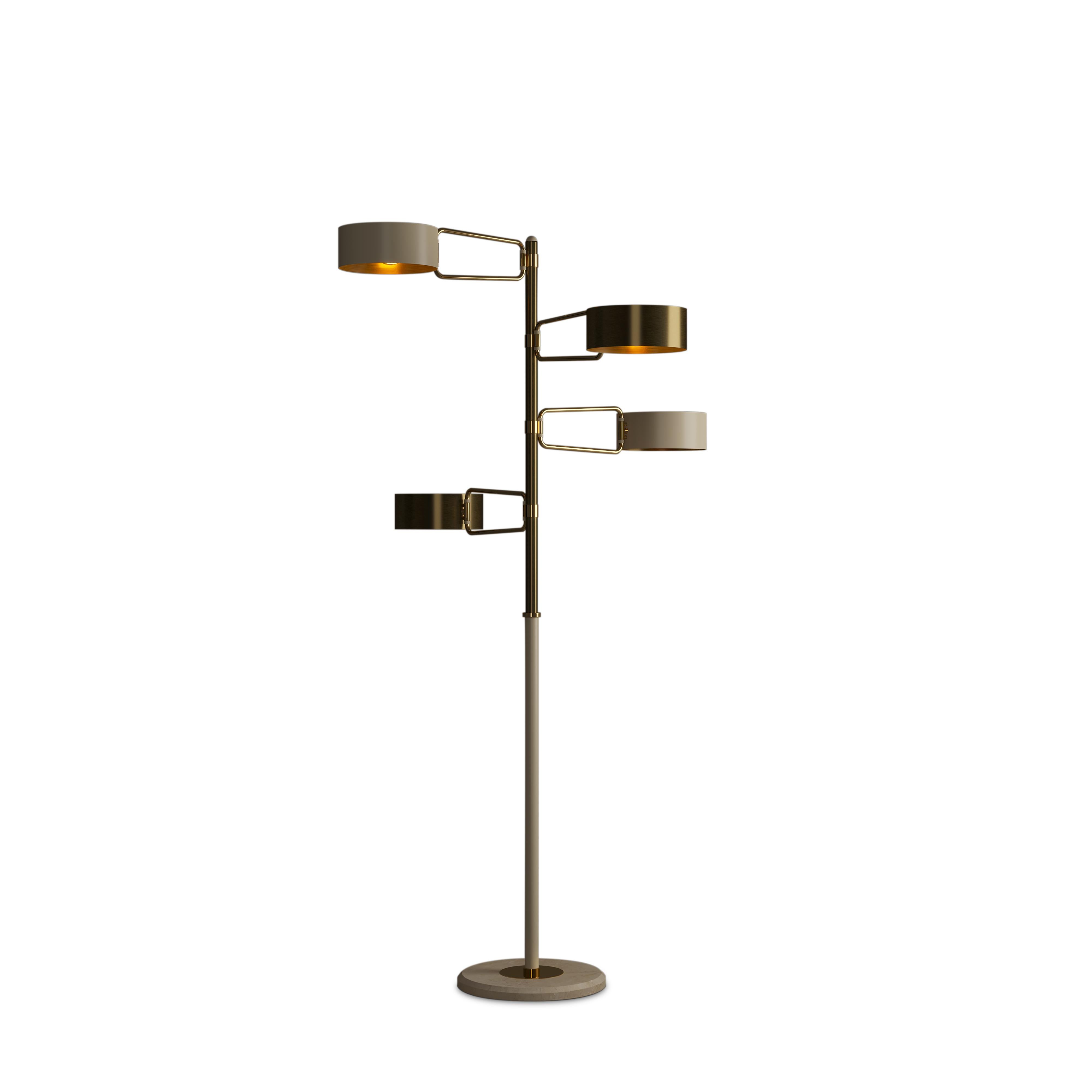 Contemporary 21st Century Brompton Floor Lamp Brass Estremoz Marble by Creativemary For Sale