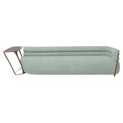 21st Century, Bronzed Frame Low Beam Bench Mint Sofa with Table by Studio Sors