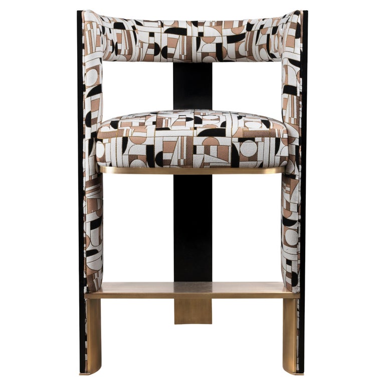 21st Century Brooklyn Bar Stool Black Ashwood Dobby Textile For Sale at