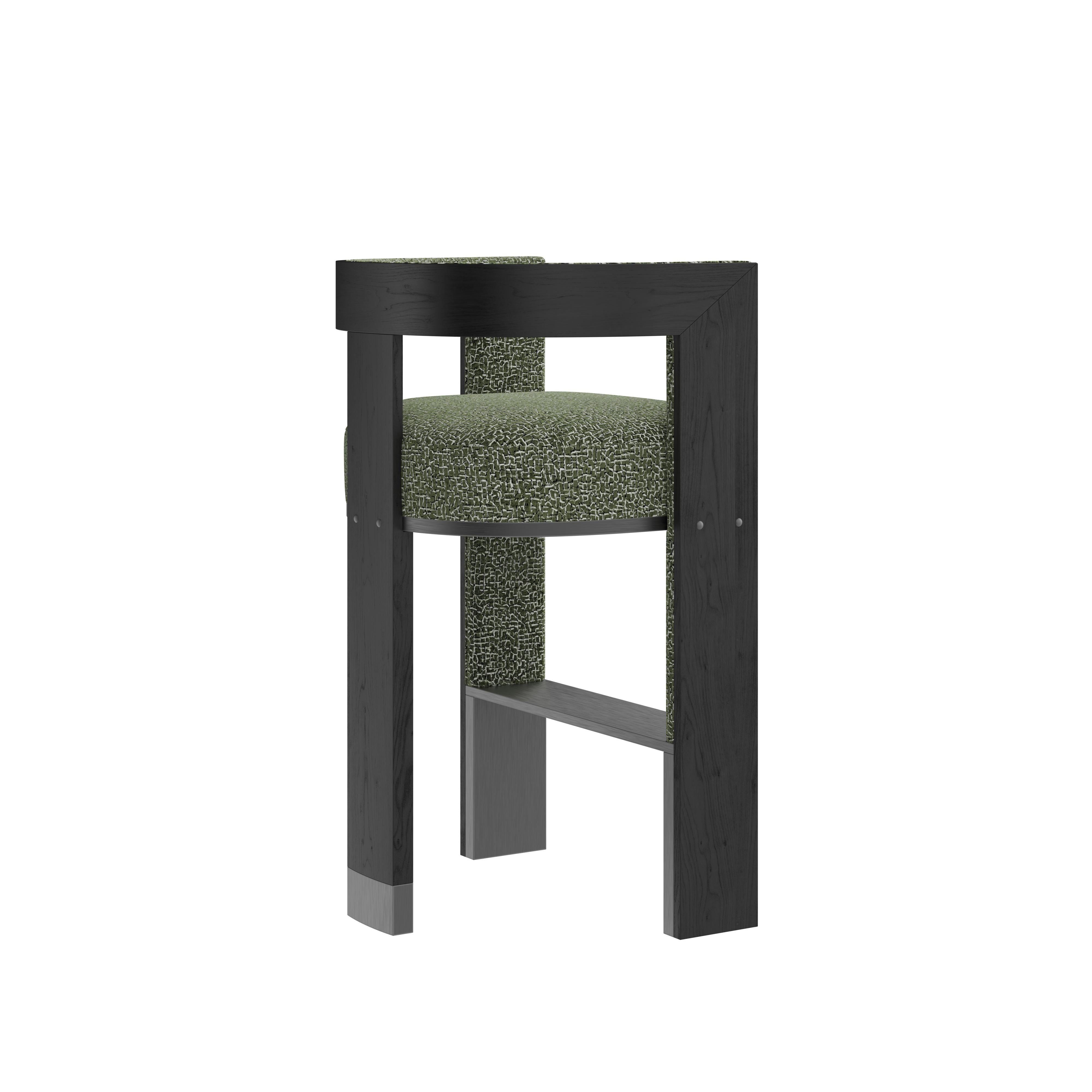 21st Century Brooklyn Bar Stool Black Ashwood Handmade in Portugal by Porus In New Condition For Sale In RIO TINTO, PT