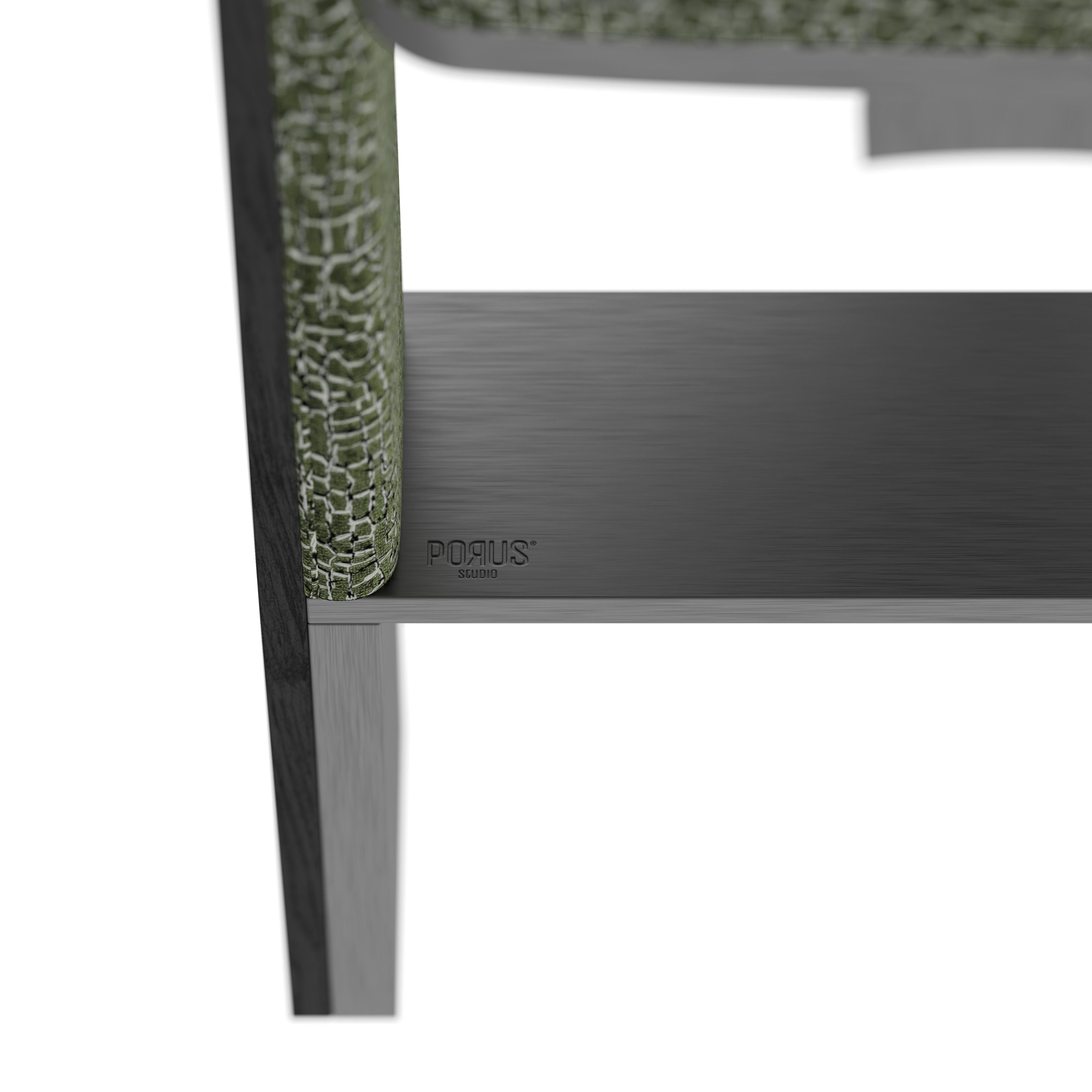 Brass 21st Century Brooklyn Bar Stool Black Ashwood Handmade in Portugal by Porus For Sale