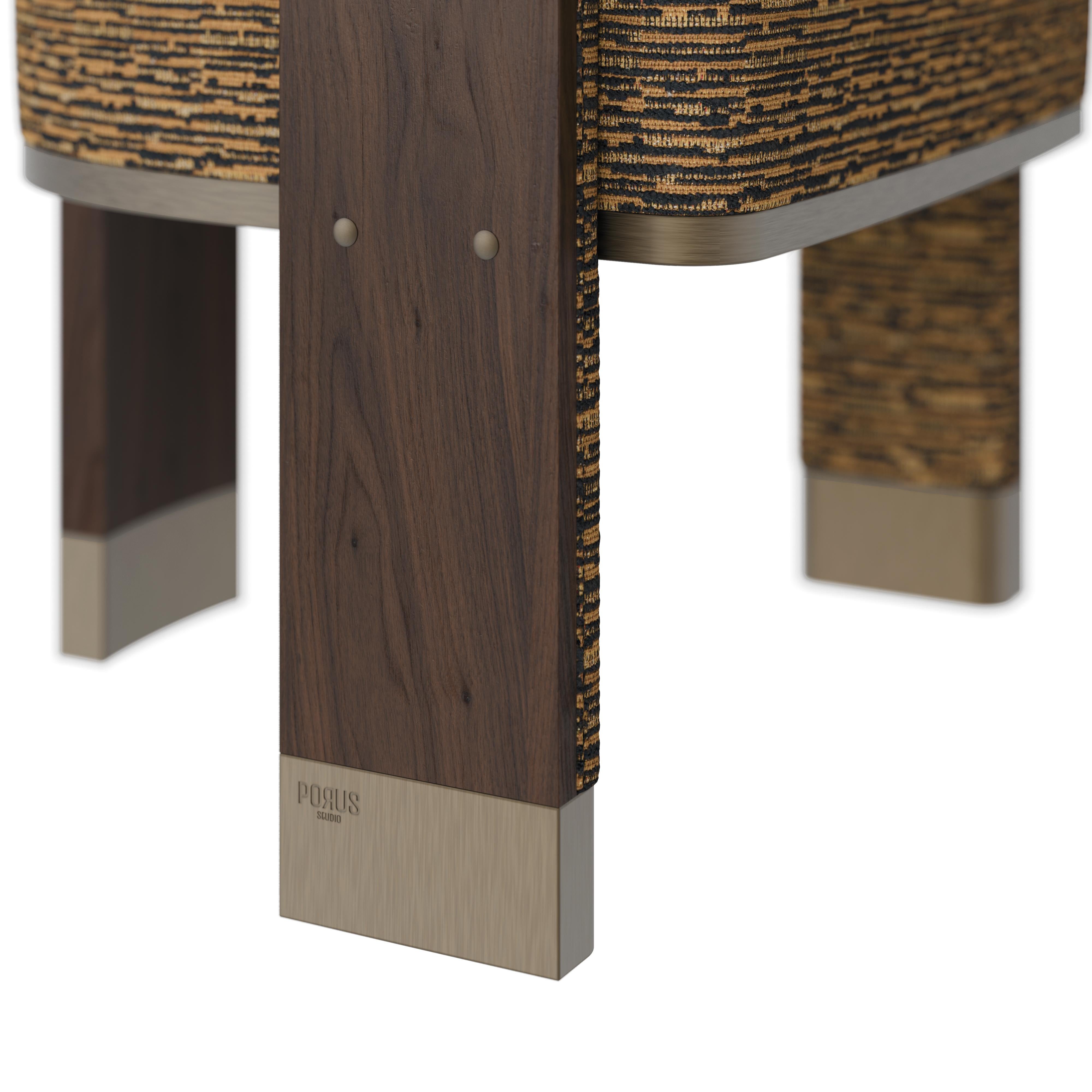 21st Century Brooklyn Dining Chair Black Walnut Linen Brass Made in Portugal In New Condition For Sale In RIO TINTO, PT