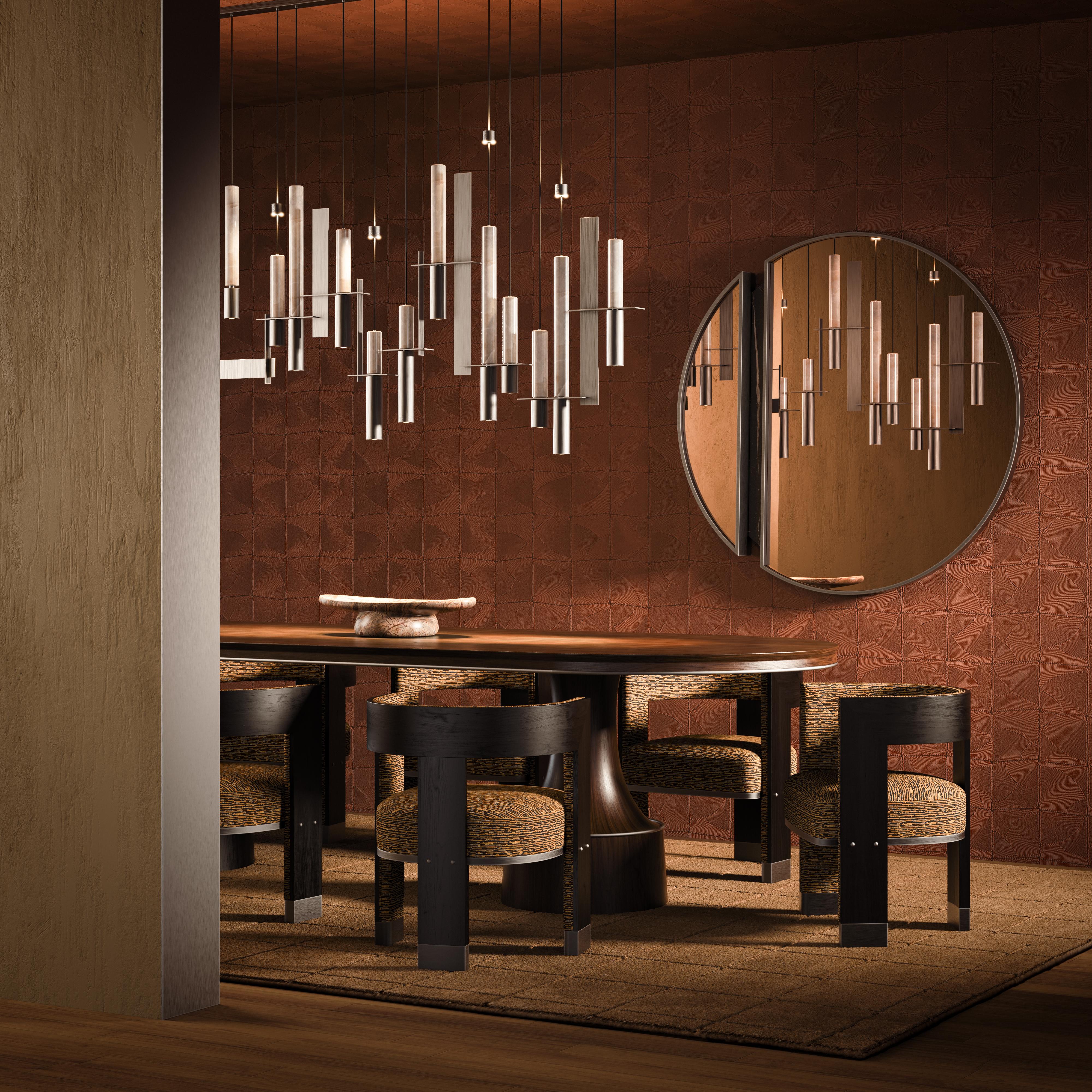 Contemporary 21st Century Brooklyn Dining Chair Black Walnut Linen Brass Made in Portugal For Sale