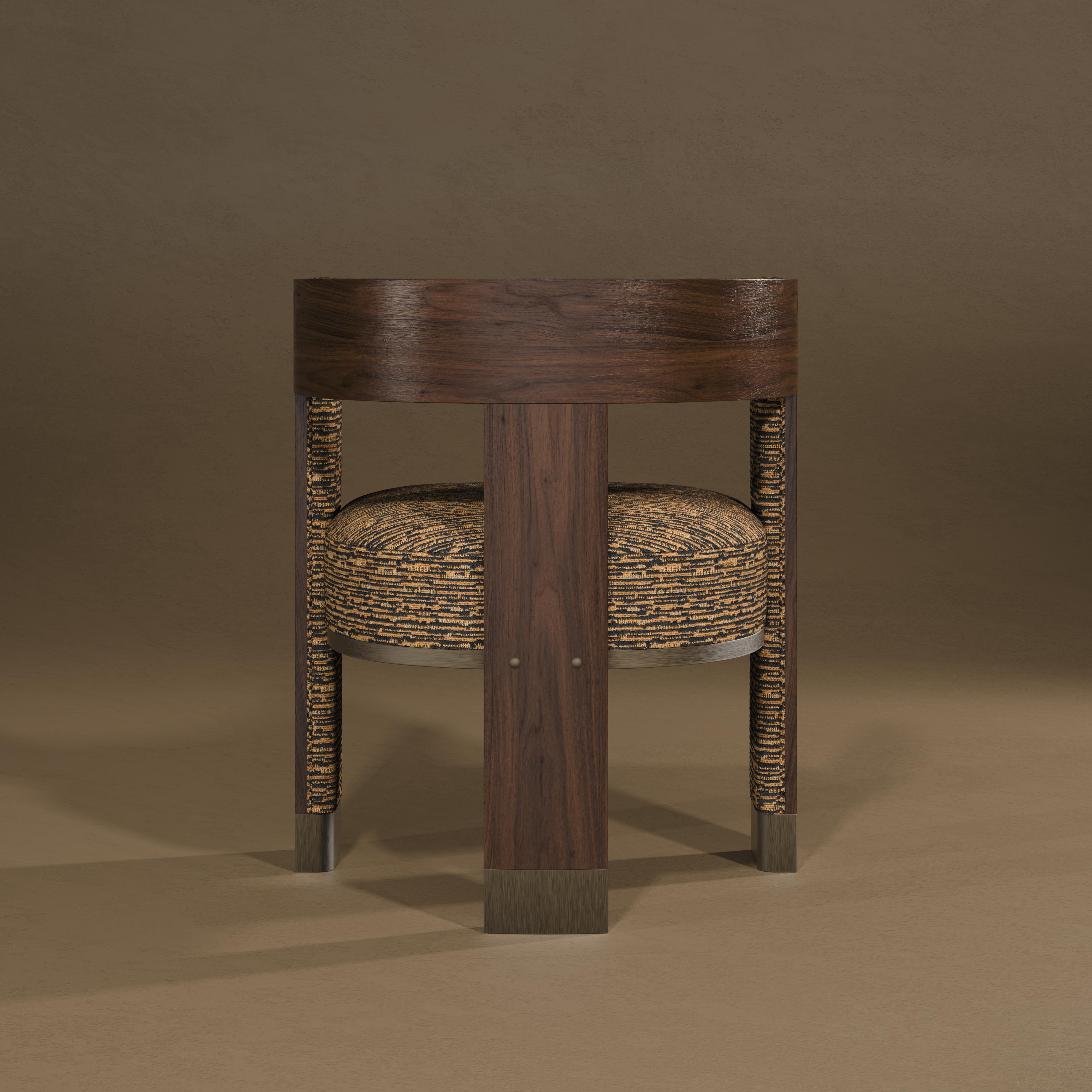 21st Century Brooklyn Dining Chair Black Walnut Linen Brass Made in Portugal For Sale 1