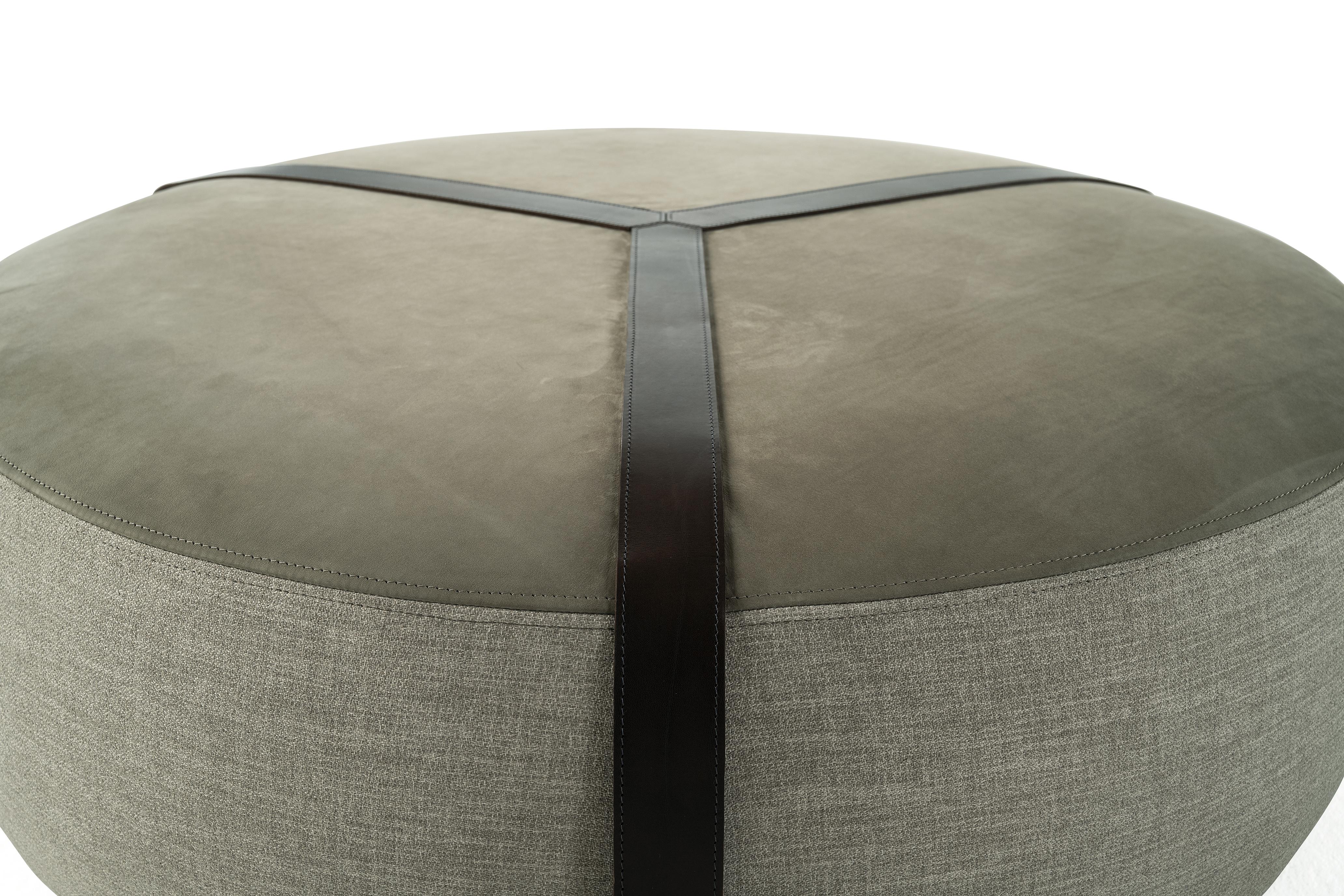 Italian 21st Century Brooklyn Pouf in Leather and Fabric by Gianfranco Ferré Home For Sale