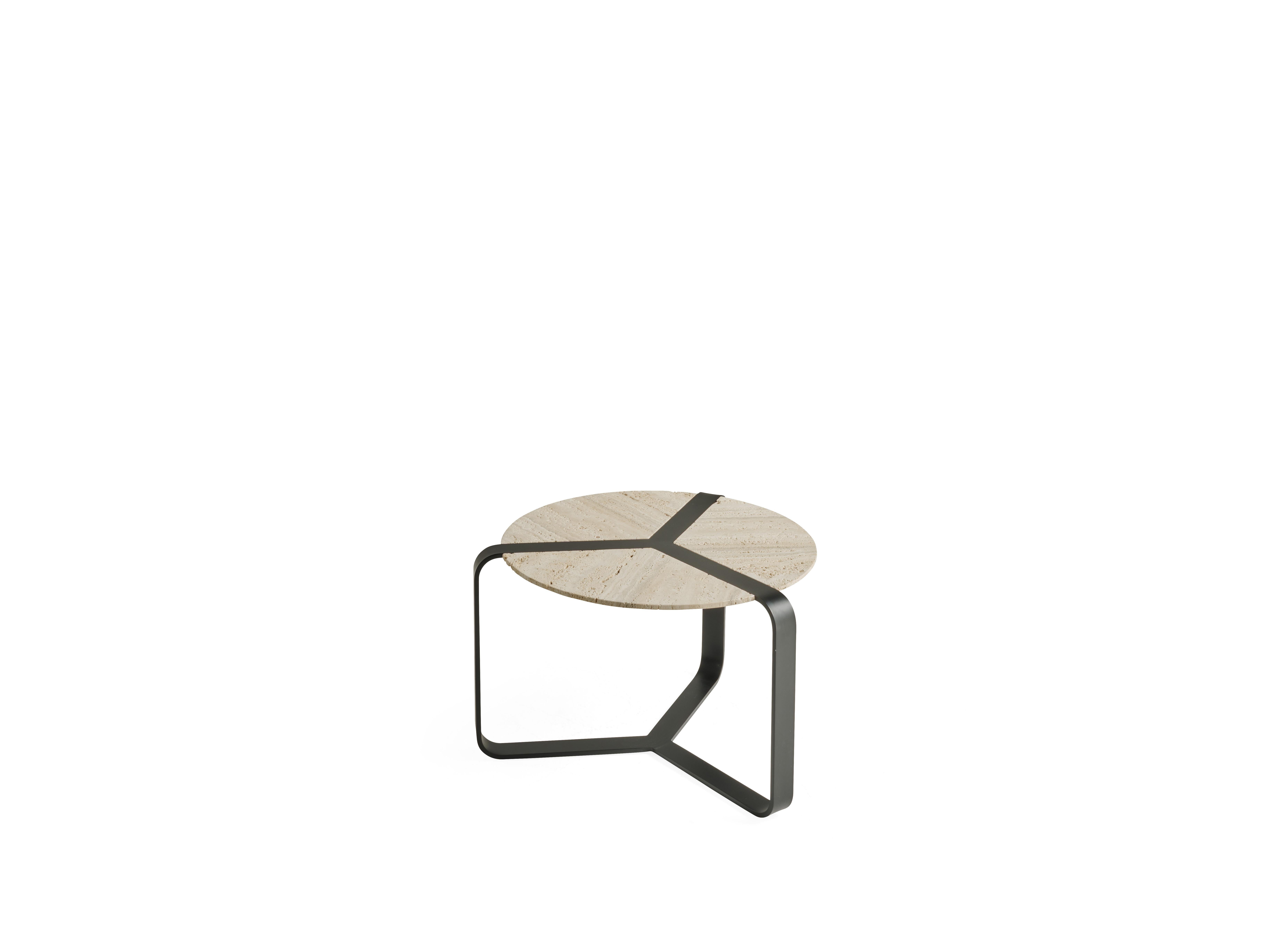 Moderne Table d'appoint Brooklyn du 21e siècle en marbre Travertino par Gianfranco Ferré Home en vente