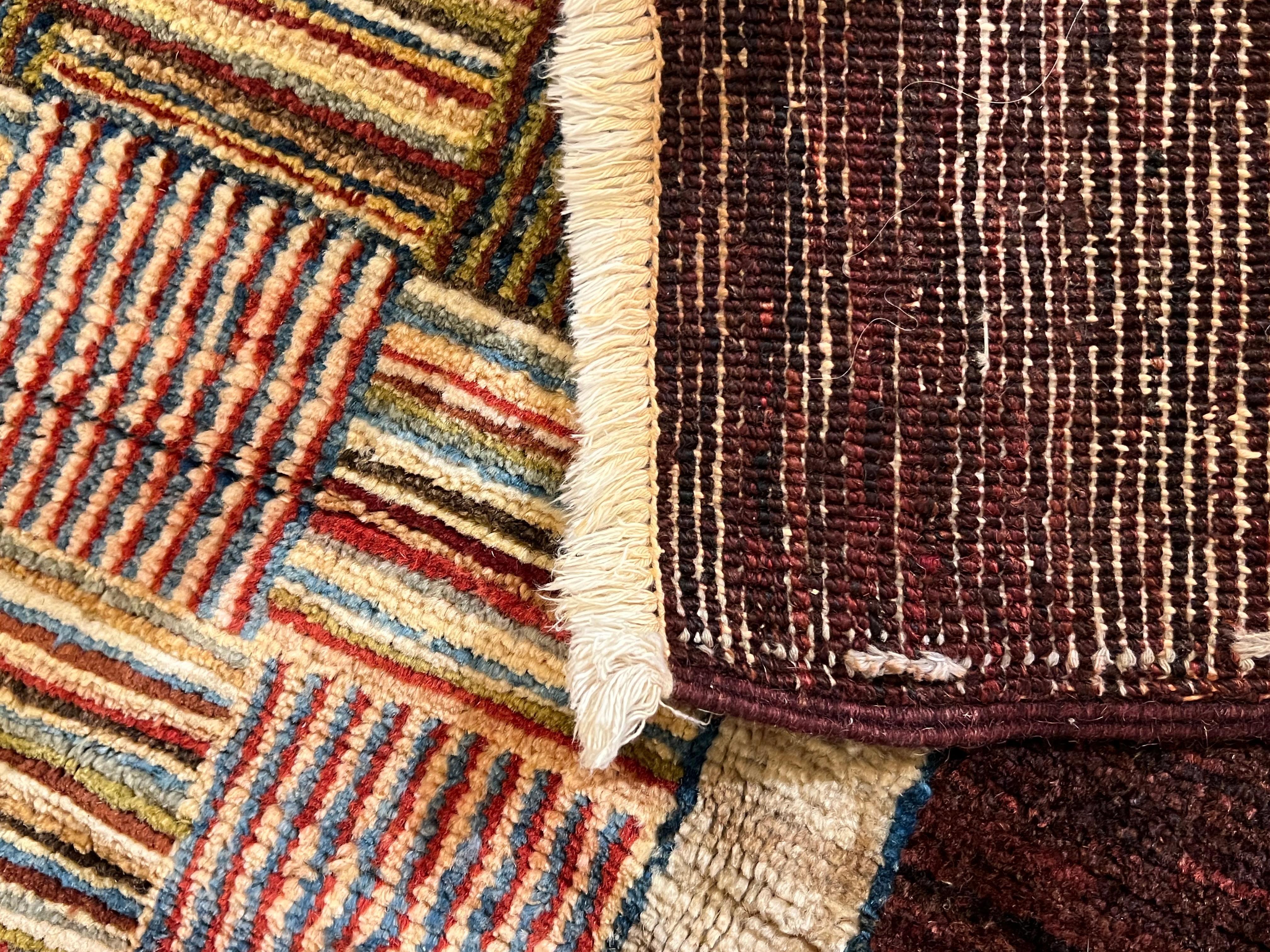 Brauner und erdfarbener geometrischer Chuk Palu-Teppich aus Afghanistan, 21. Jahrhundert im Angebot 5