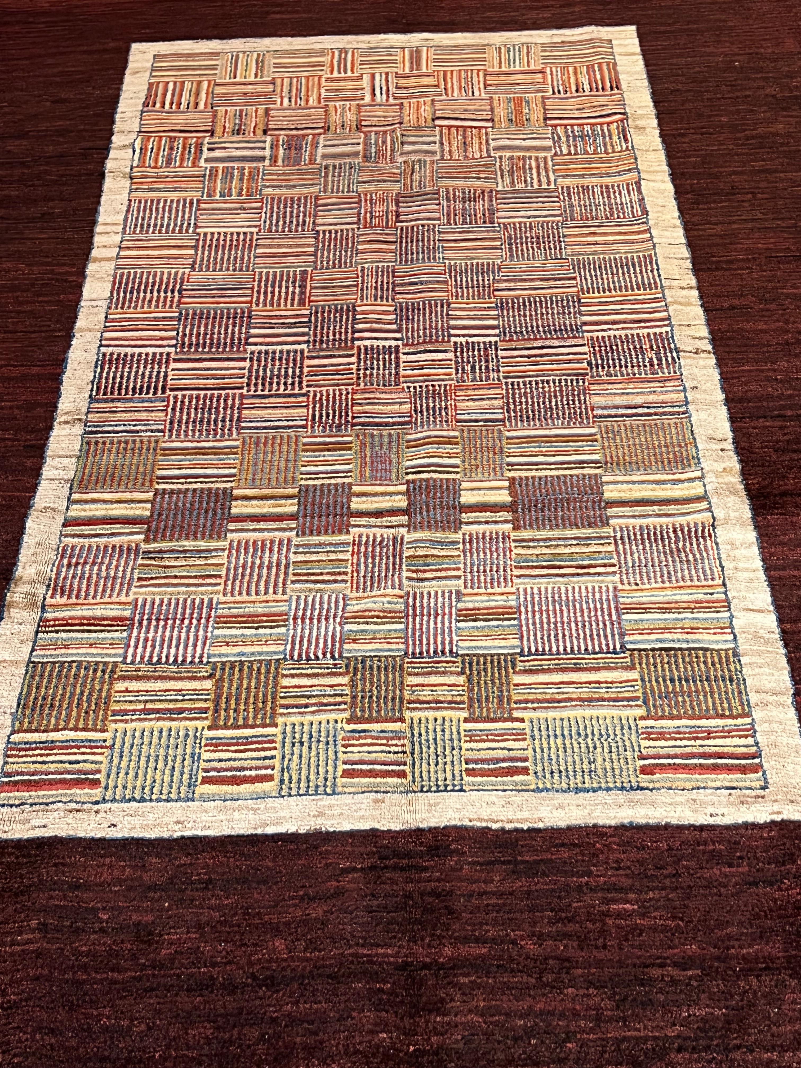 Afghan rug made by designer Rahim Walizada
