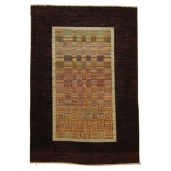 21st Century Brown and Earth Colour Geometric Chuk Palu Rug from Afghanistan