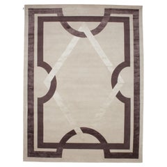 21st Century Brown Beige Art Deco Design Nepal Quality Contemporanee Rug, 2021