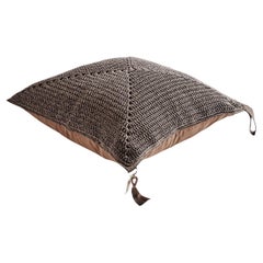 21st Century Brown-Black Outdoor Indoor Handmade Square Floor Cushion