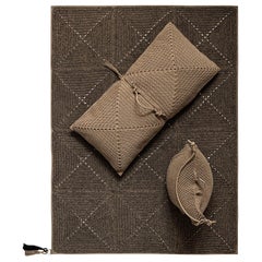 Tapis d'intérieur d'extérieur marron et noir du 21e siècle, coussin de sac et double coussin