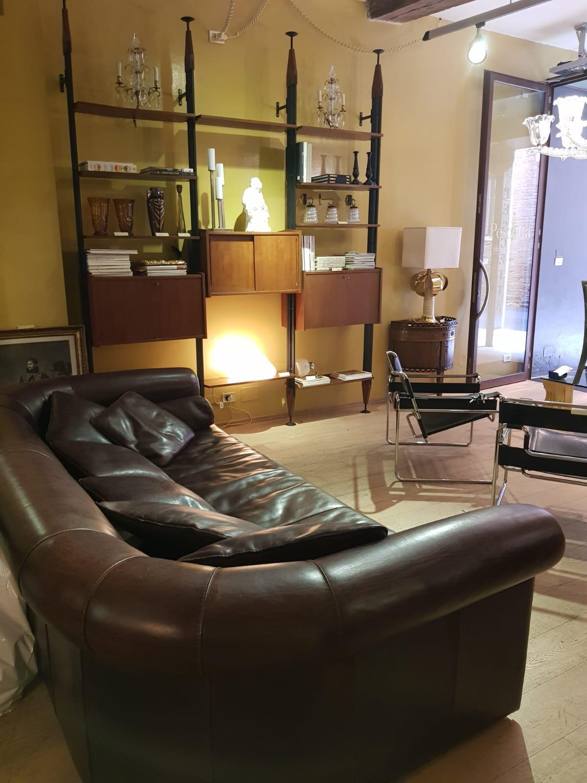 European 21st Century Brown Leather Alfred Model Sofa Baxter Production