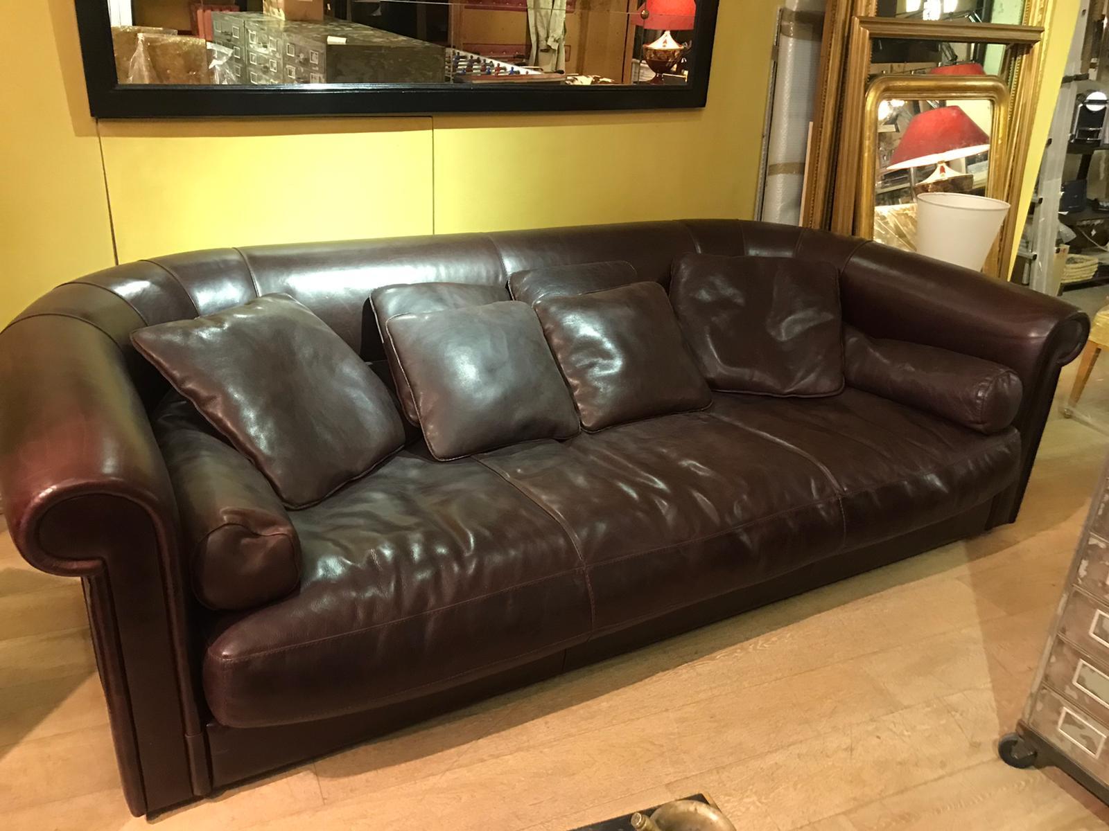 Contemporary 21st Century Brown Leather Alfred Model Sofa Baxter Production