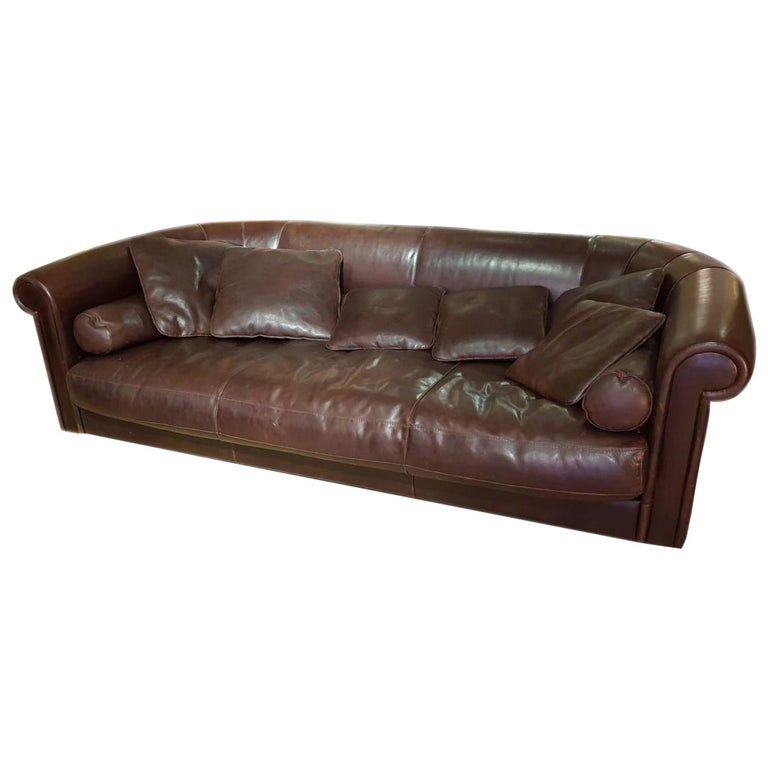 21st Century Brown Leather Alfred Model Sofa Baxter Production For Sale at  1stDibs