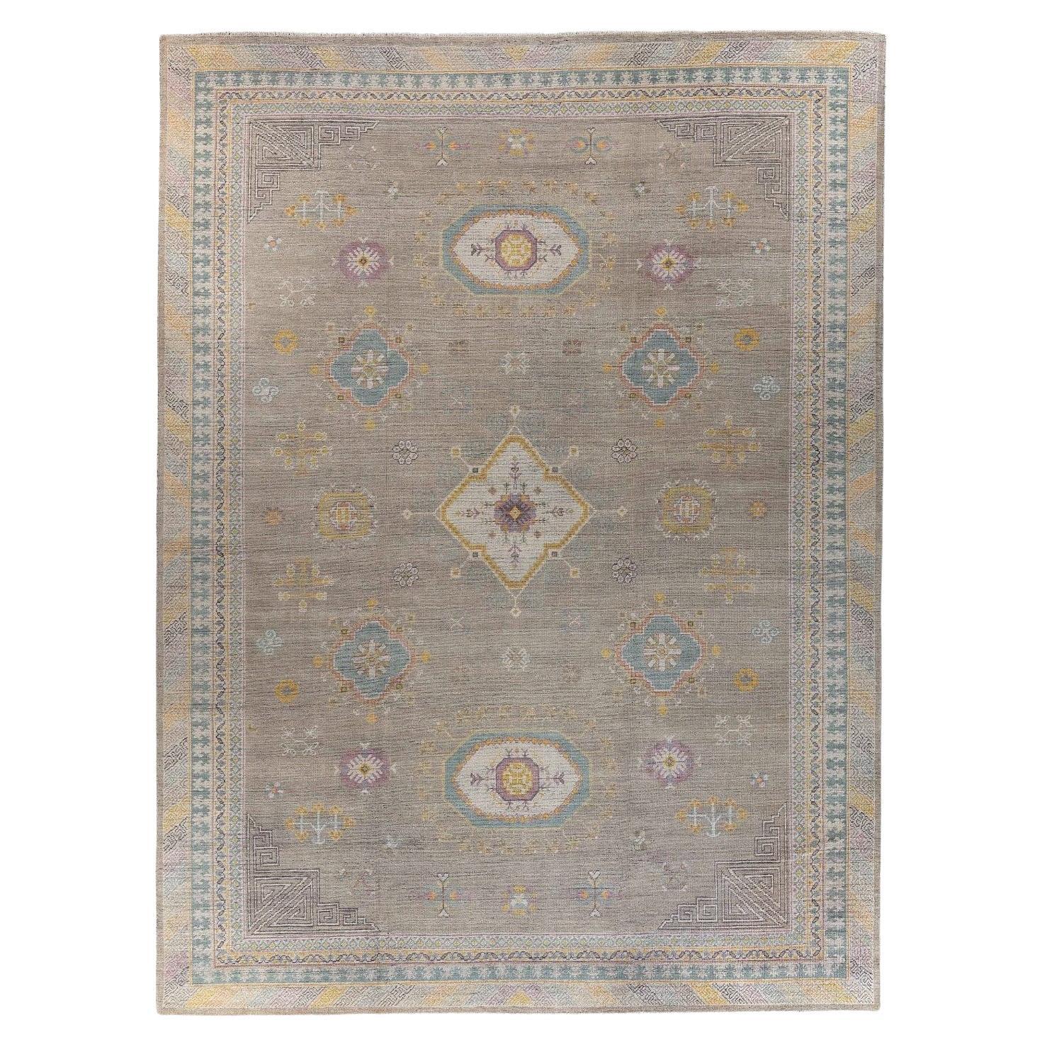 21st Century Brown Yellow Blue and Light Colours Turkish & Khotan Design, 2021 For Sale