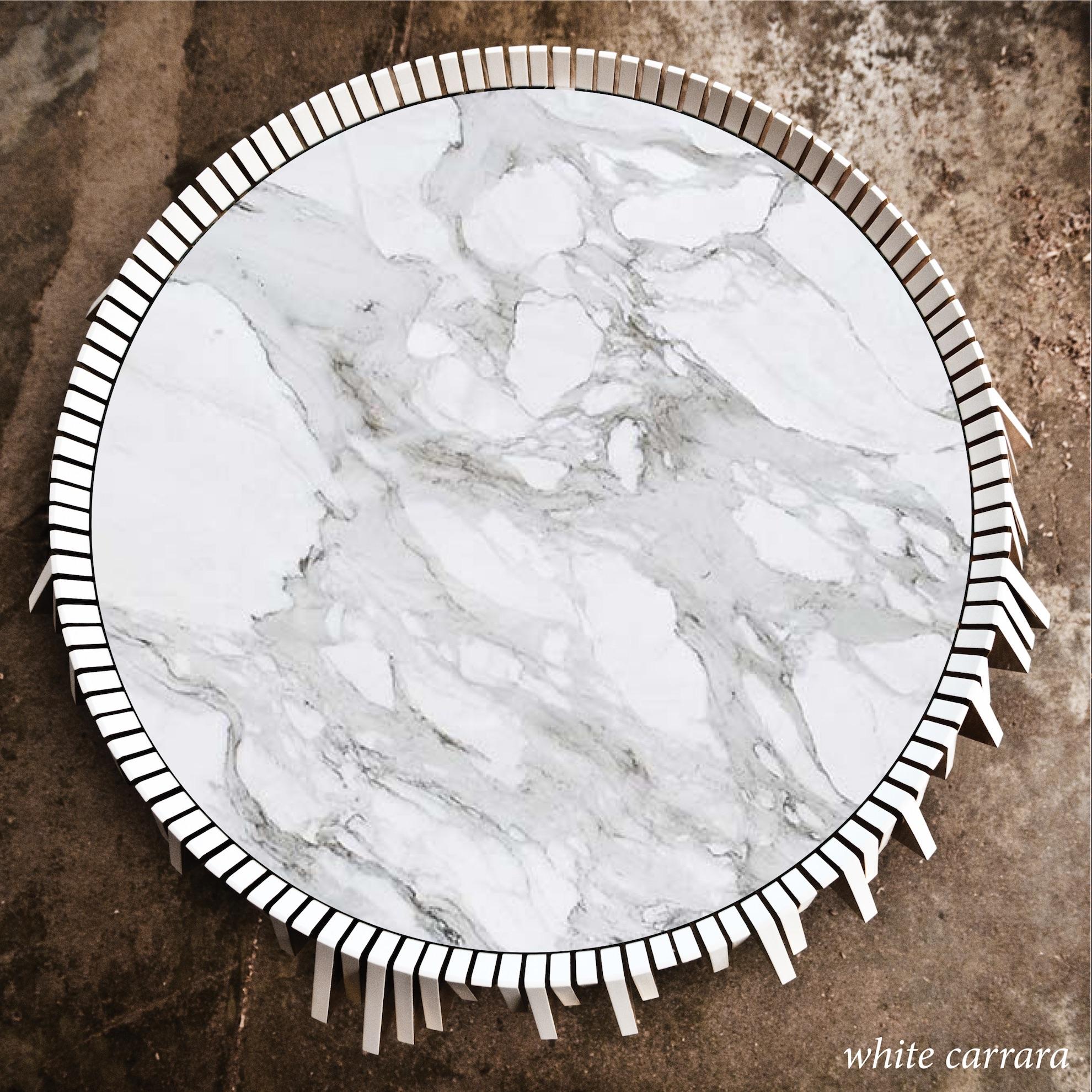 Table basse ronde moderne en marbre et or Utopia faite à la main par Drama en vente 5
