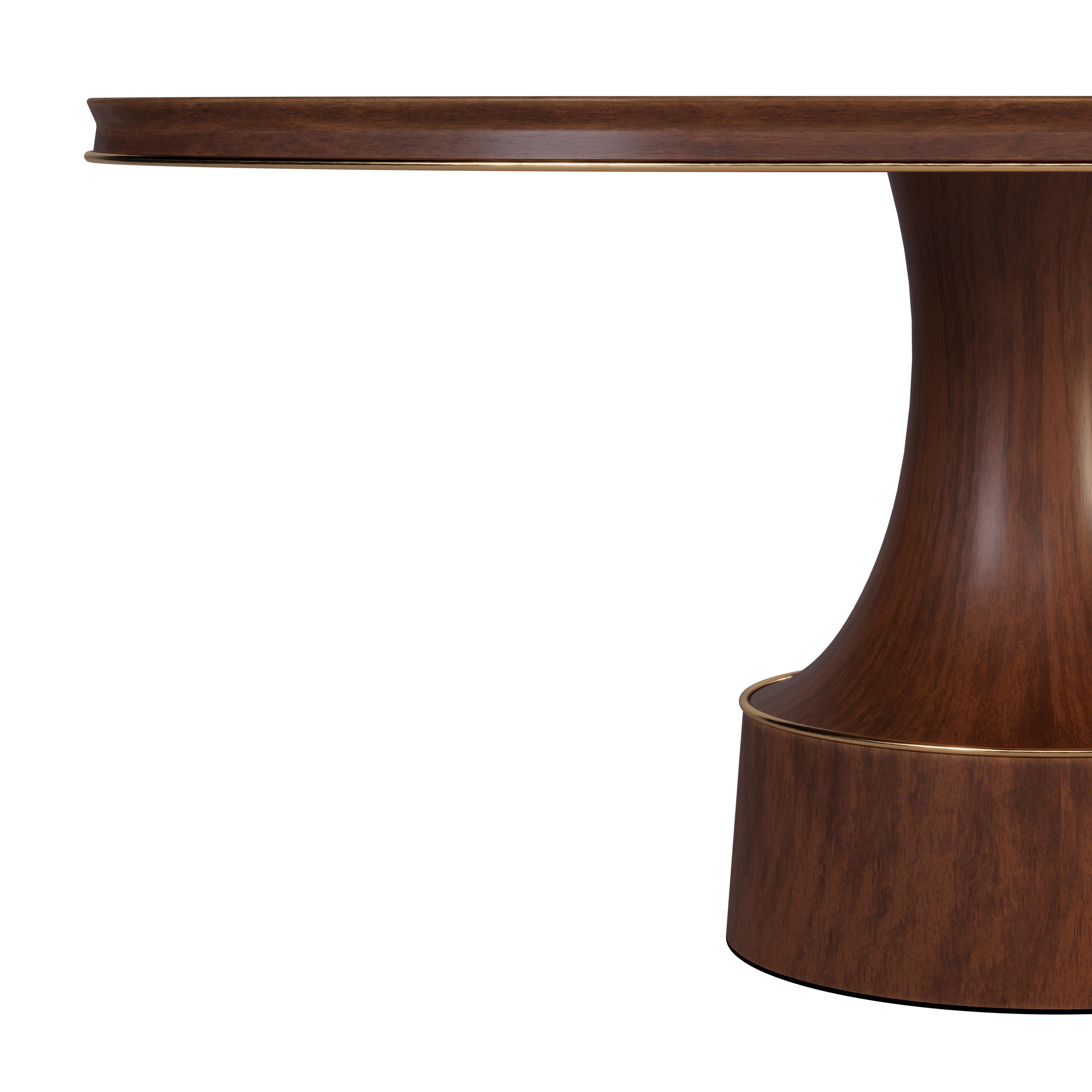 21st Century Buck Oval Dining Table Walnut Wood Polished Brass For Sale 2
