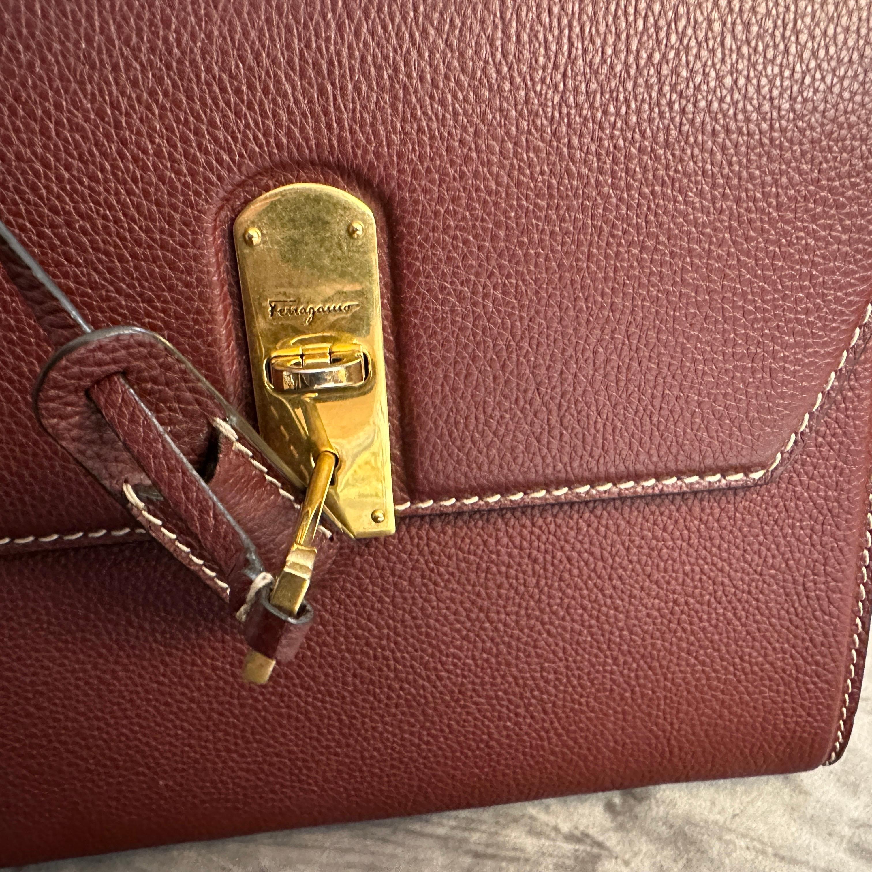 21st Century Burgundy Leather Bag by Ferragamo For Sale 5