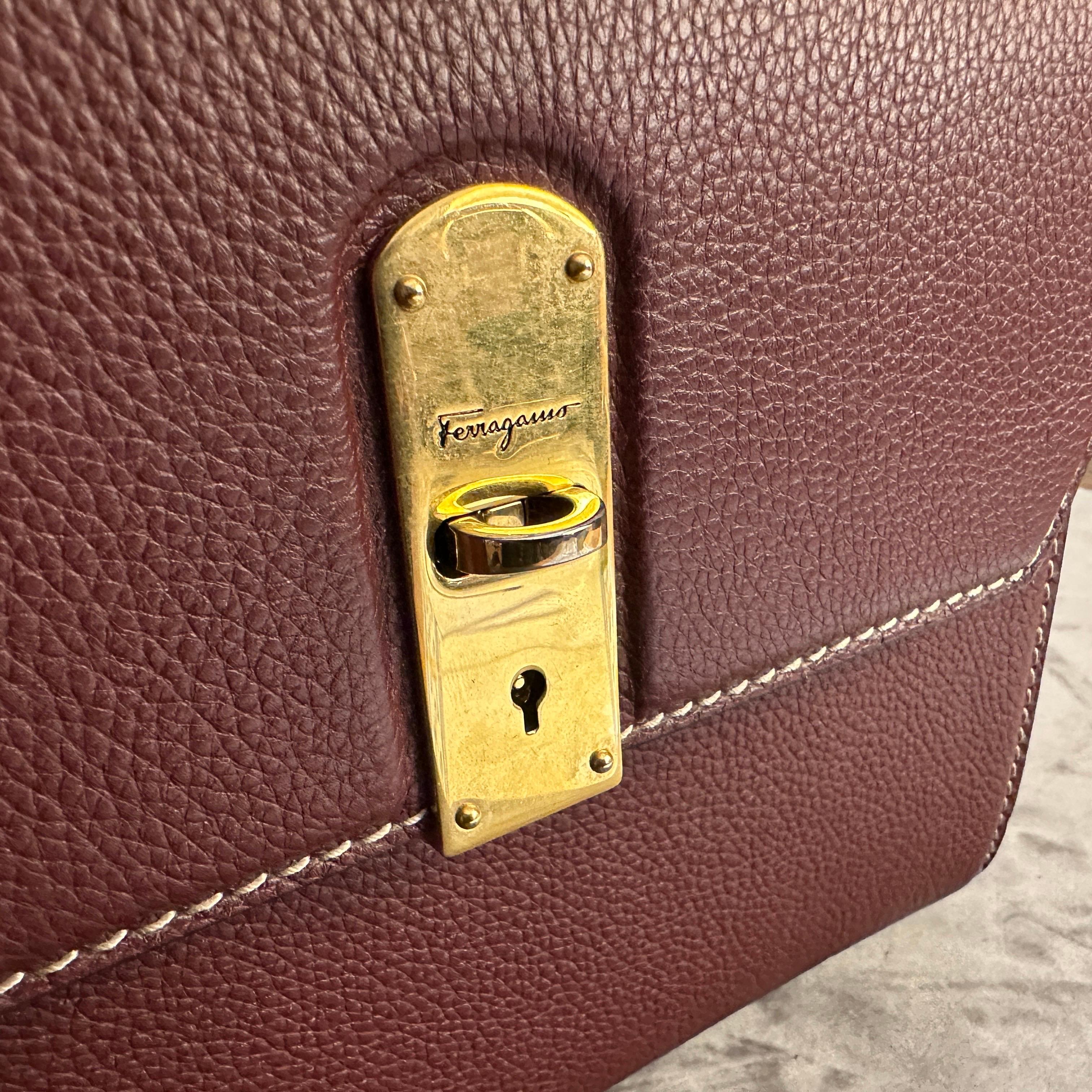21st Century Burgundy Leather Bag by Ferragamo For Sale 7