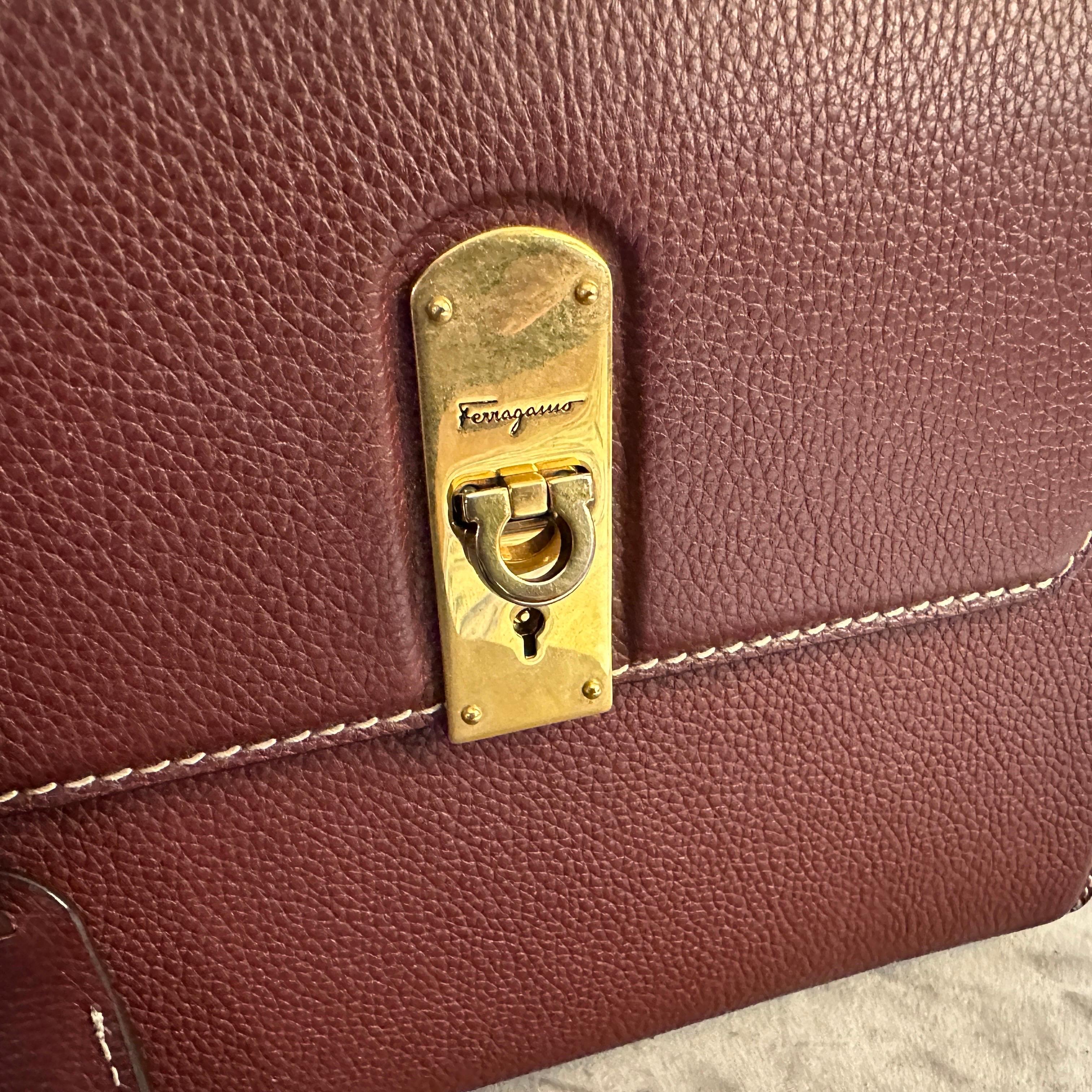 21st Century Burgundy Leather Bag by Ferragamo For Sale 9