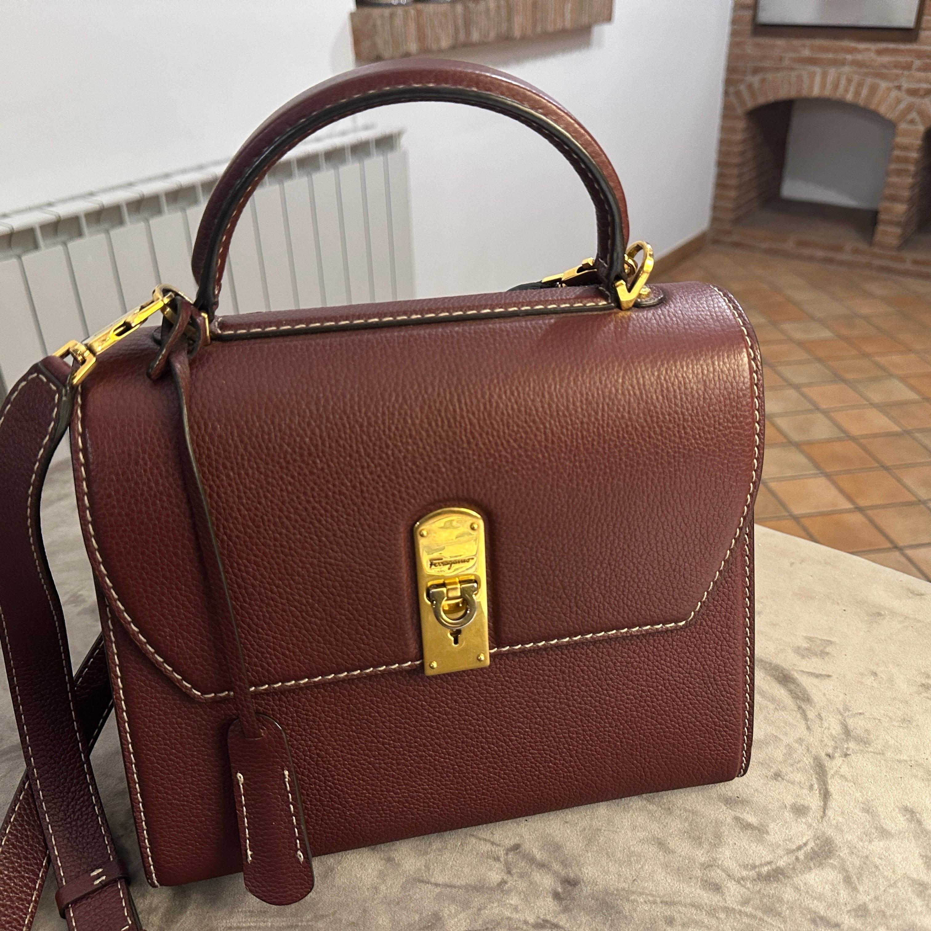 21st Century Burgundy Leather Bag by Ferragamo For Sale 12