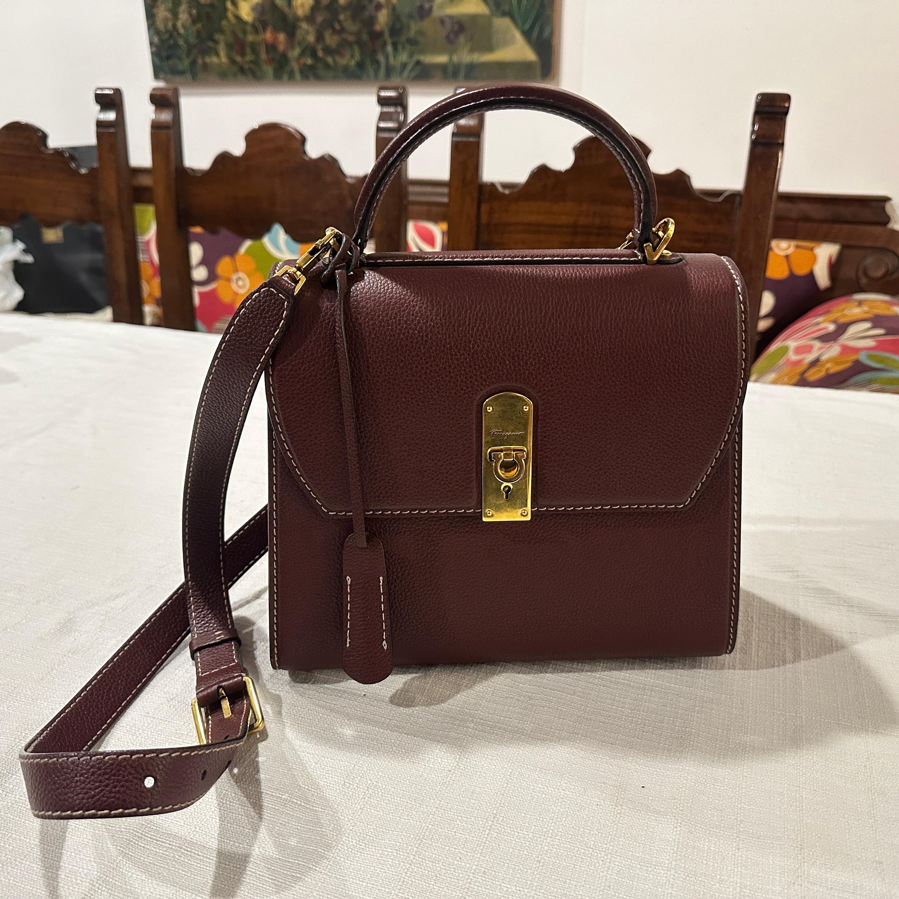 Brown 21st Century Burgundy Leather Bag by Ferragamo For Sale