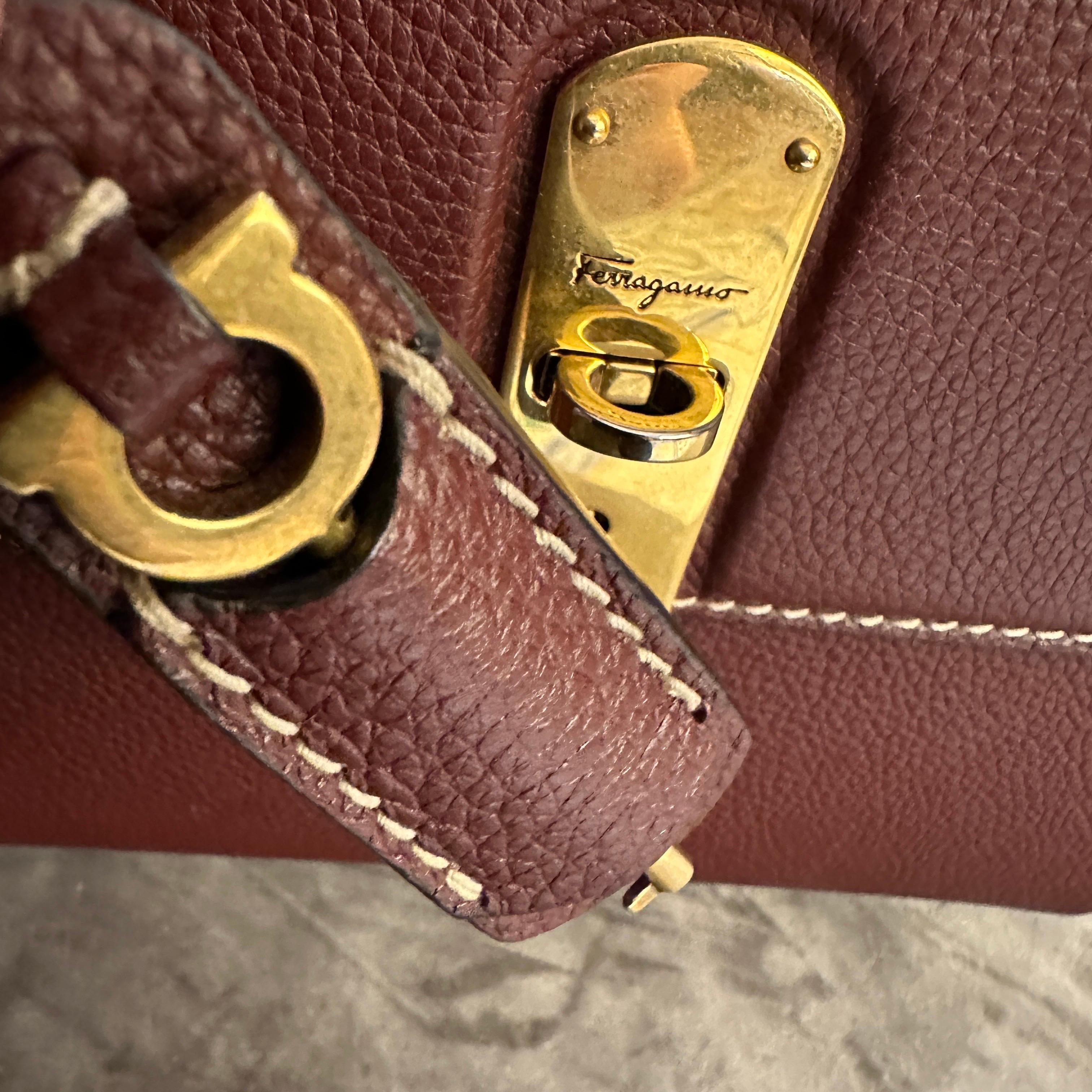 21st Century Burgundy Leather Bag by Ferragamo For Sale 3