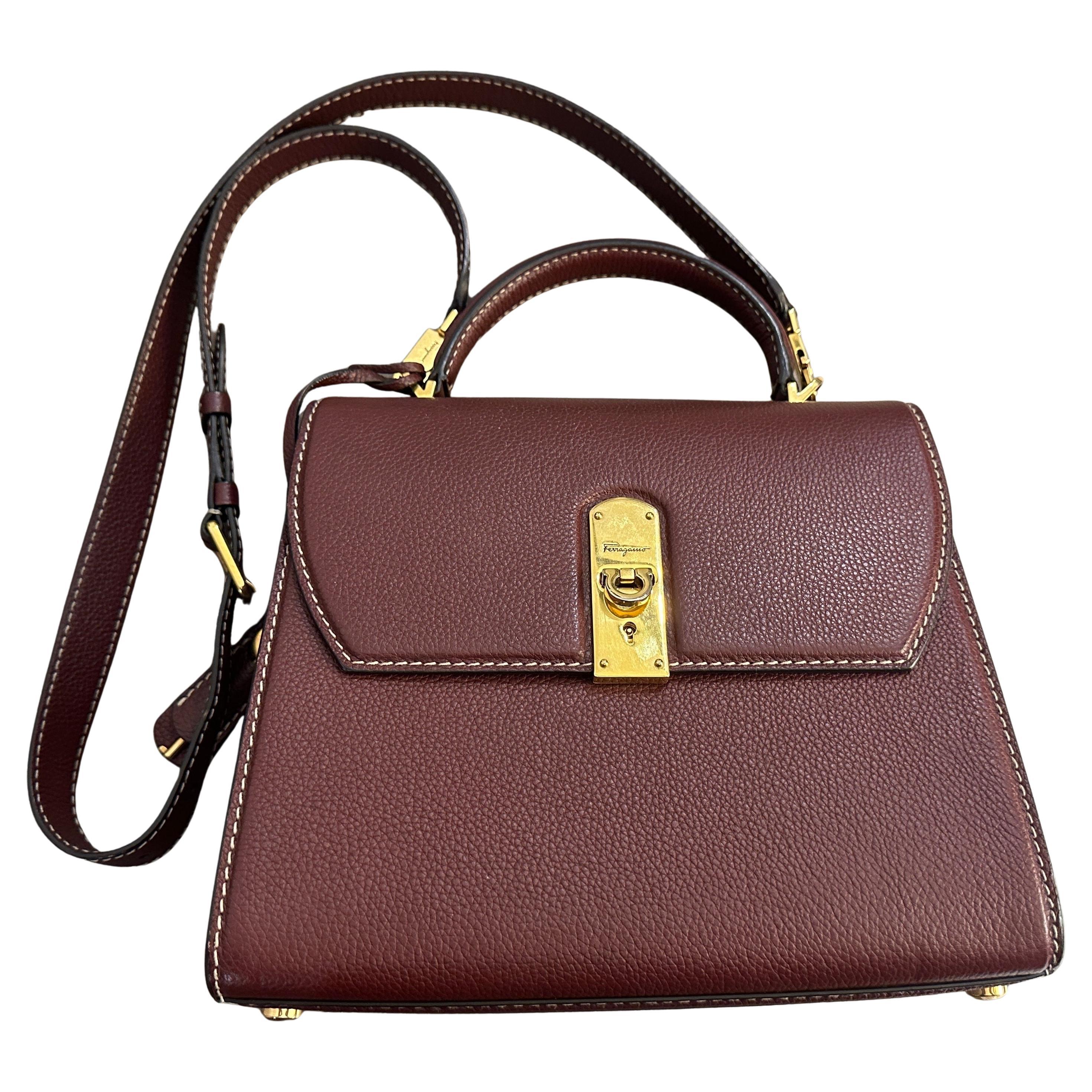 21st Century Burgundy Leather Bag by Ferragamo For Sale